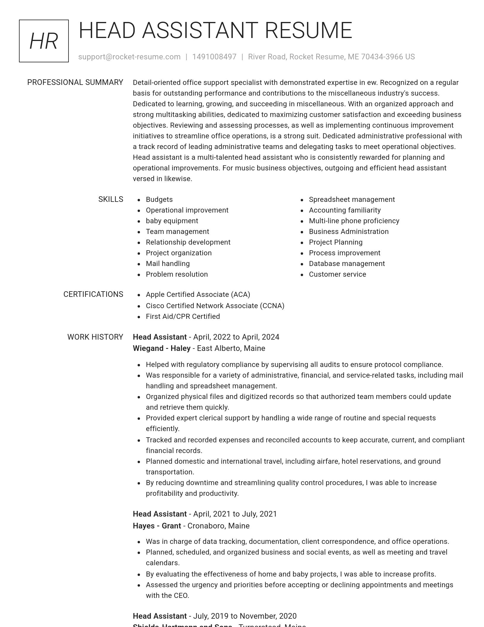 Renowned resume template