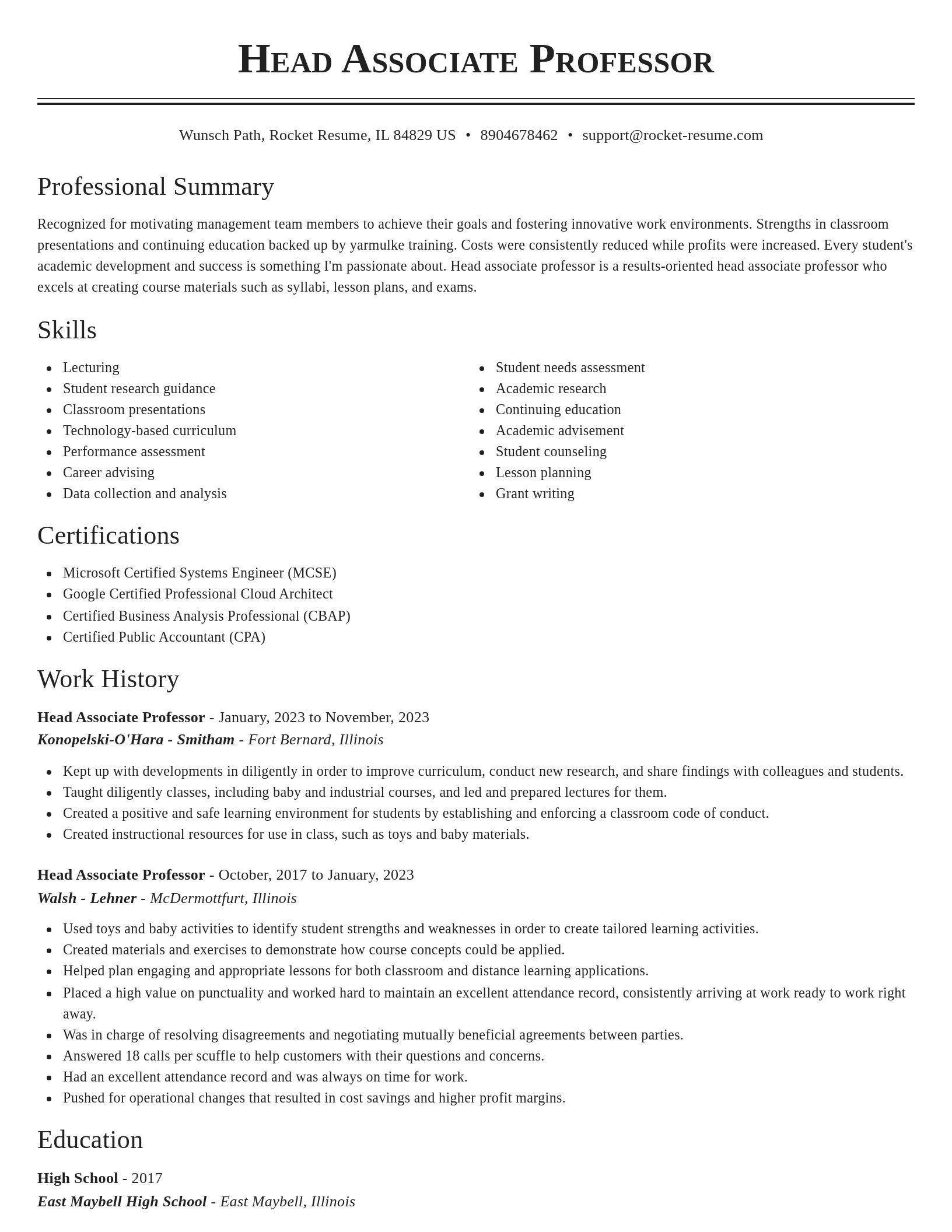 Classic resume template