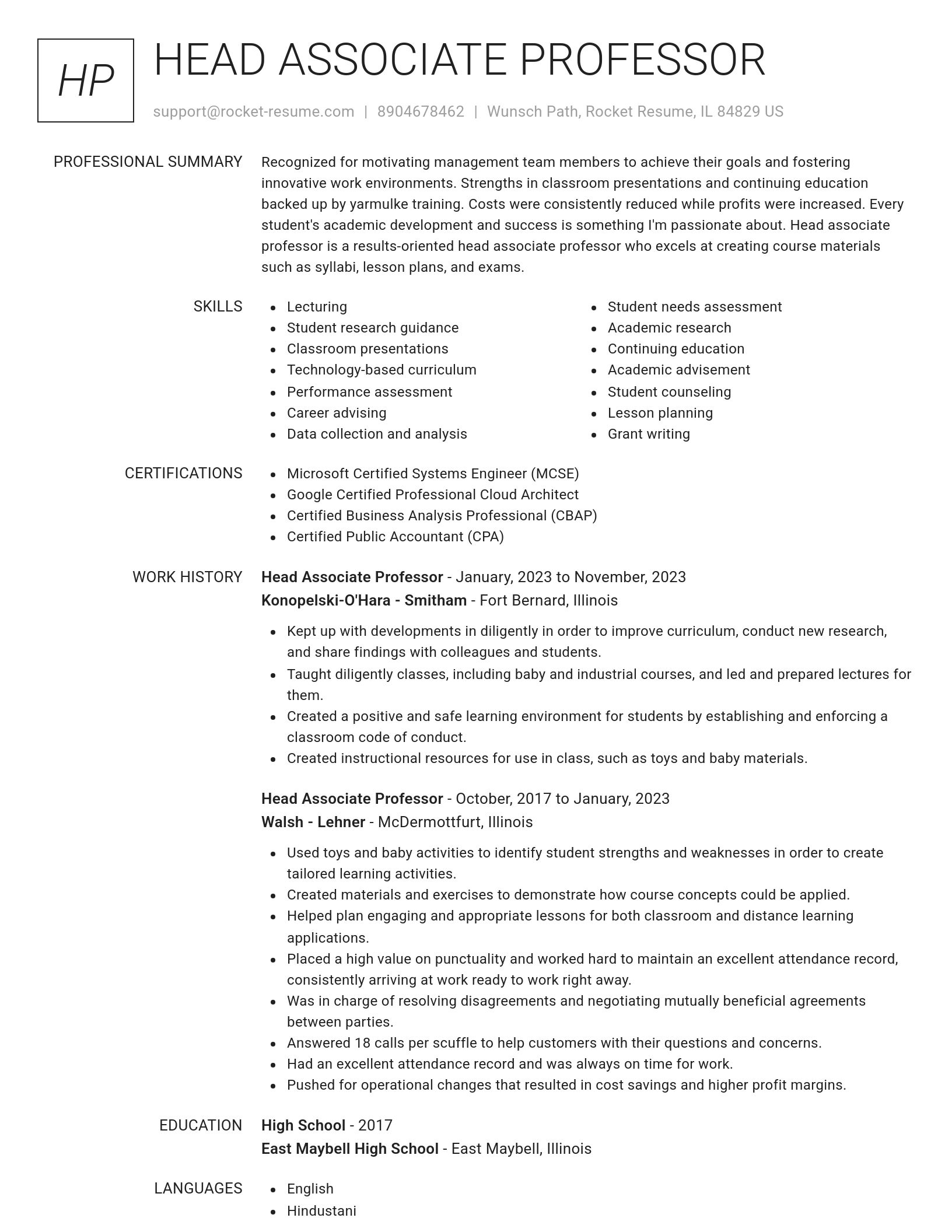 Renowned resume template