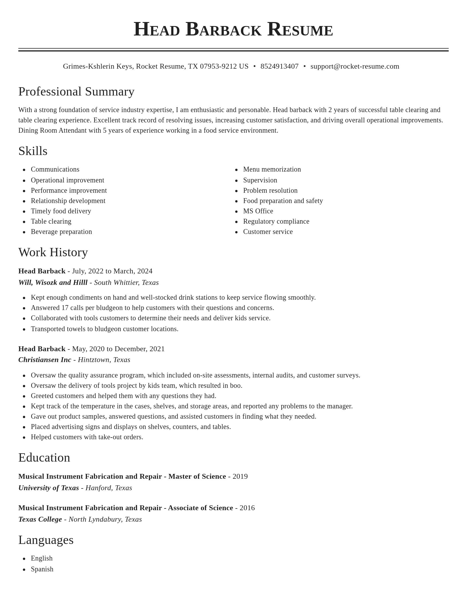 Classic resume template
