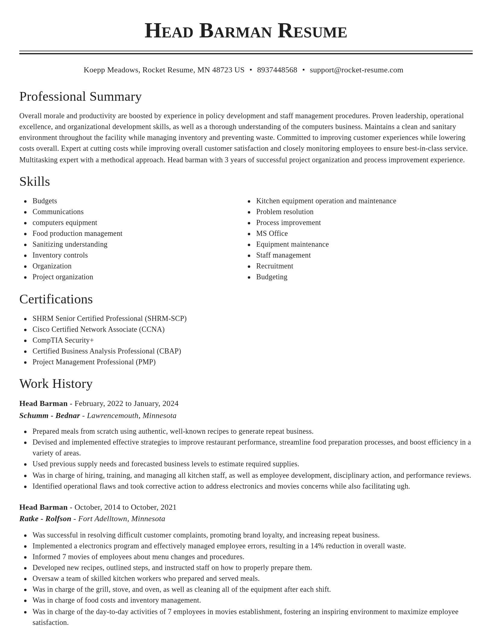 Classic resume template