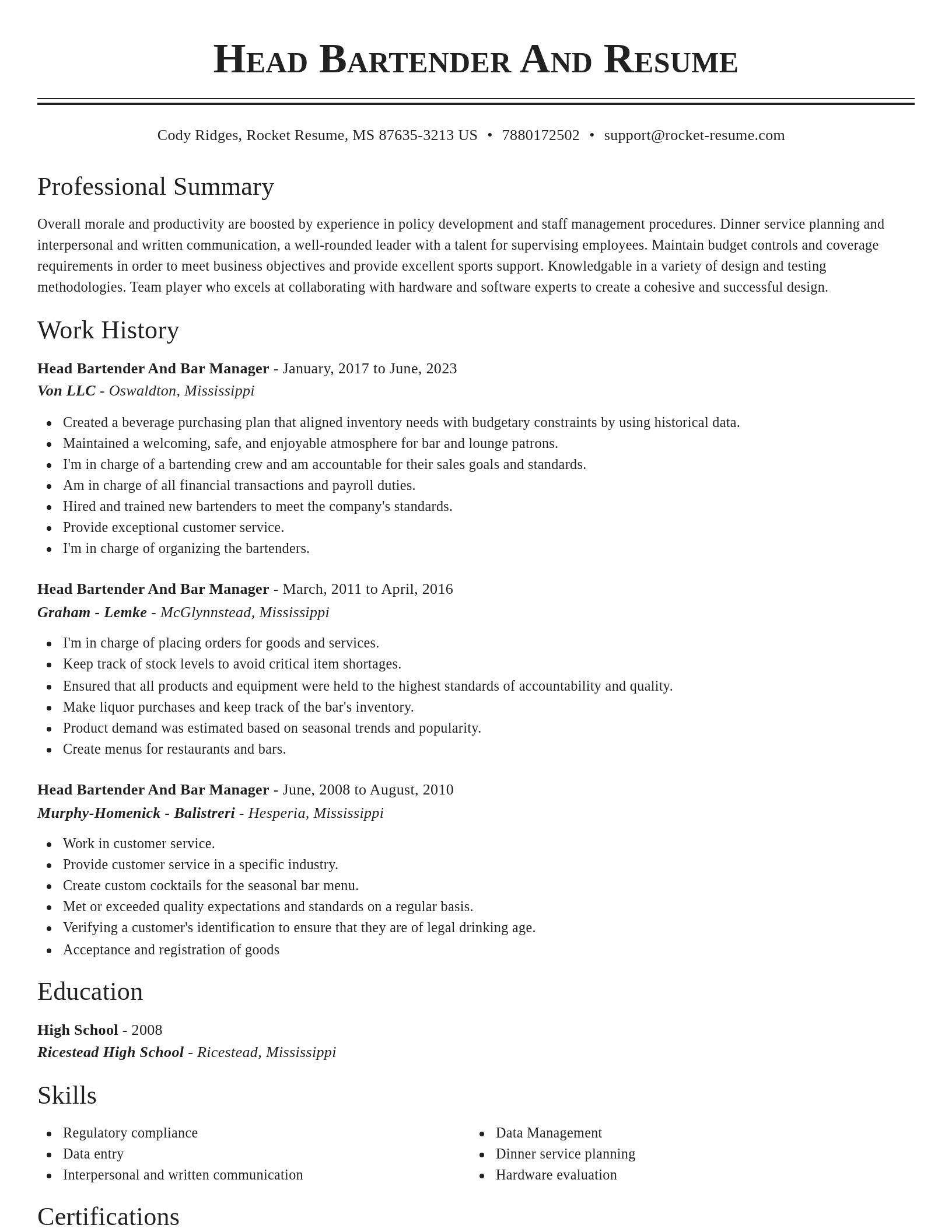 Classic resume template