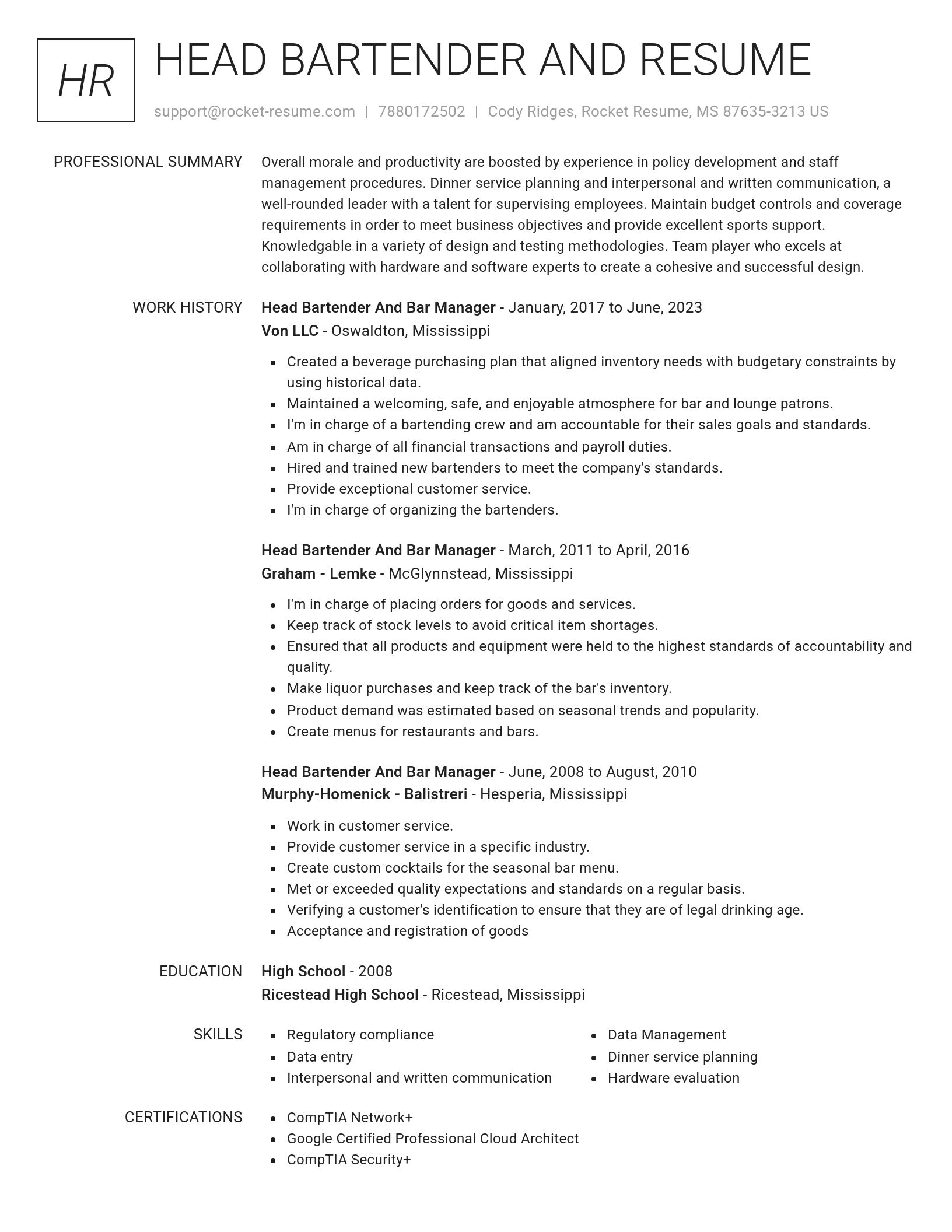Renowned resume template