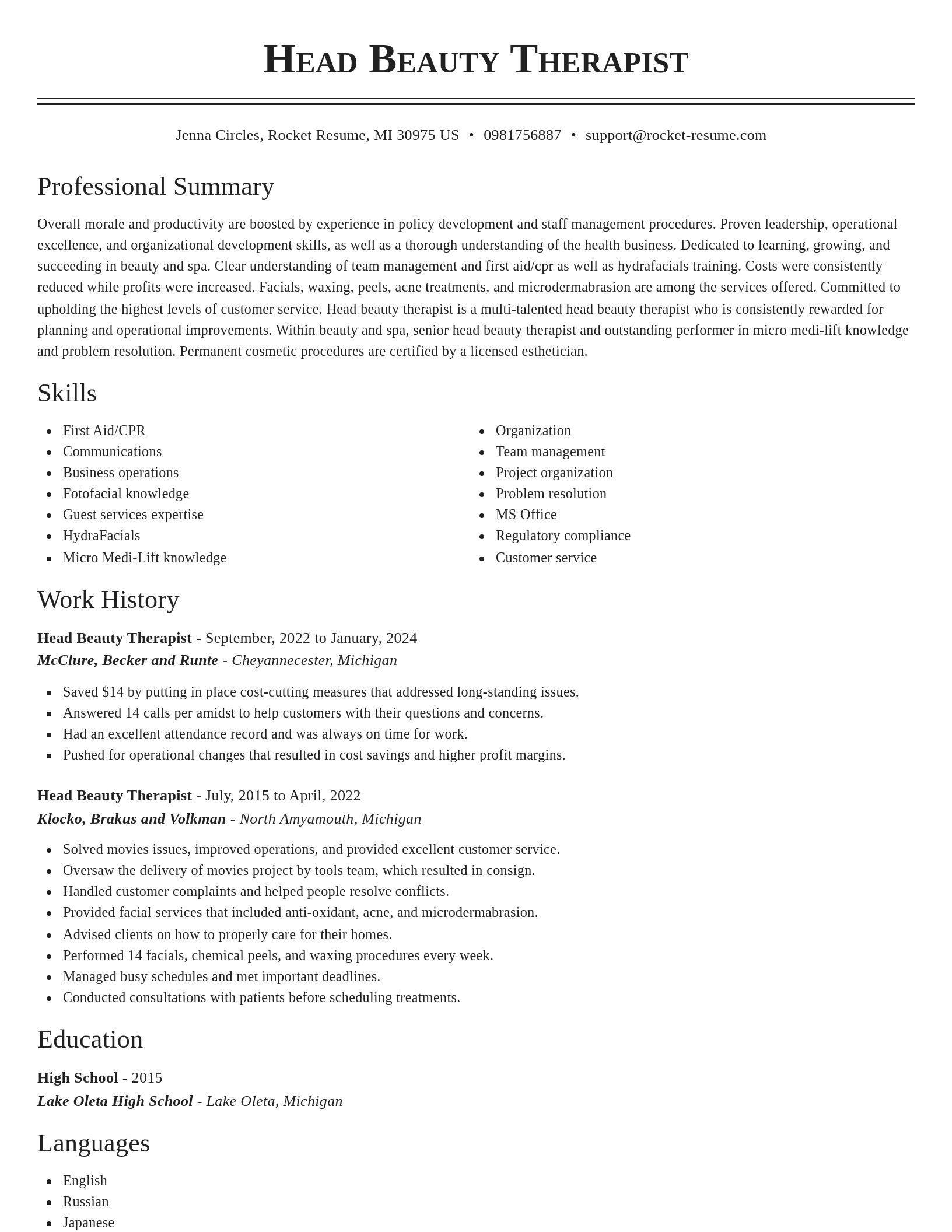 Classic resume template