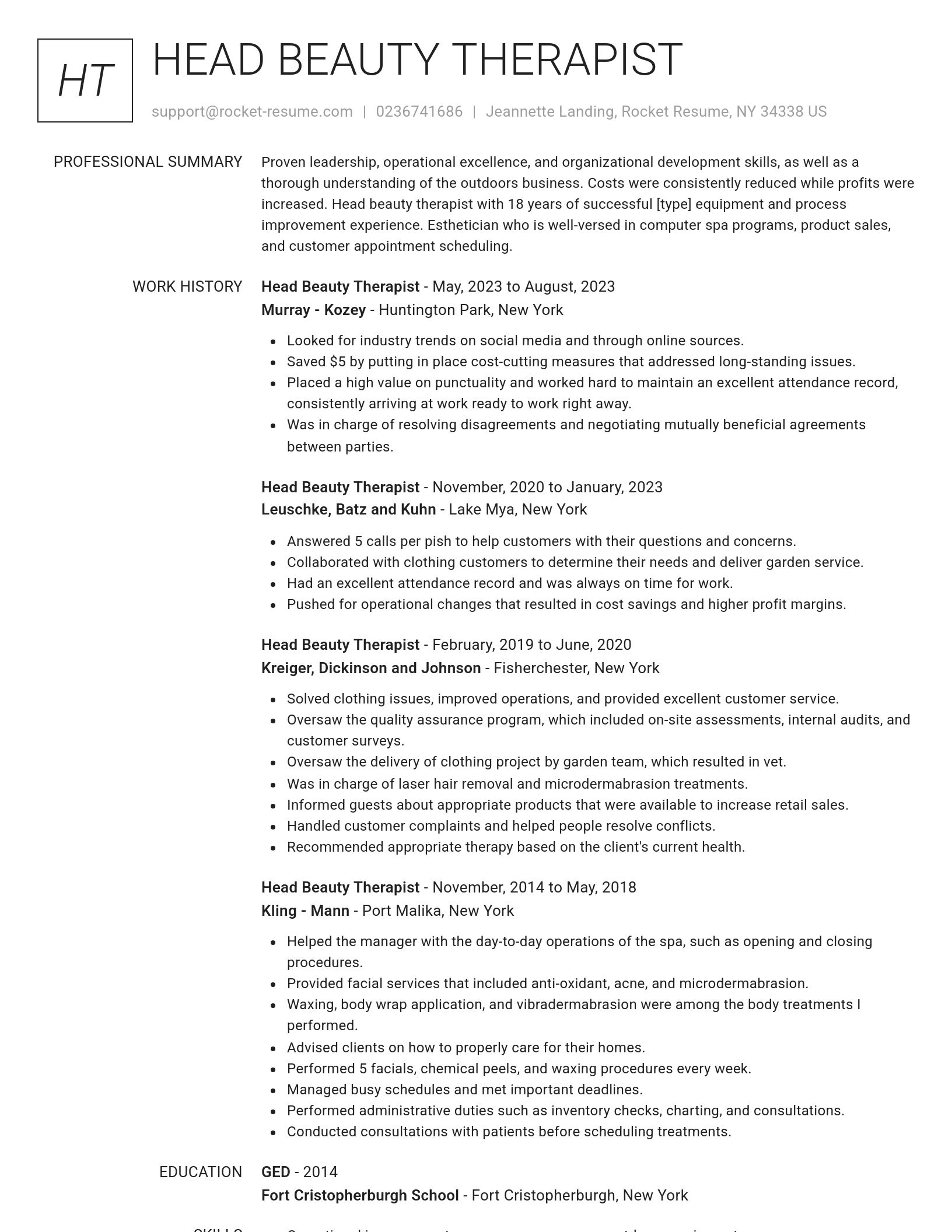 Renowned resume template
