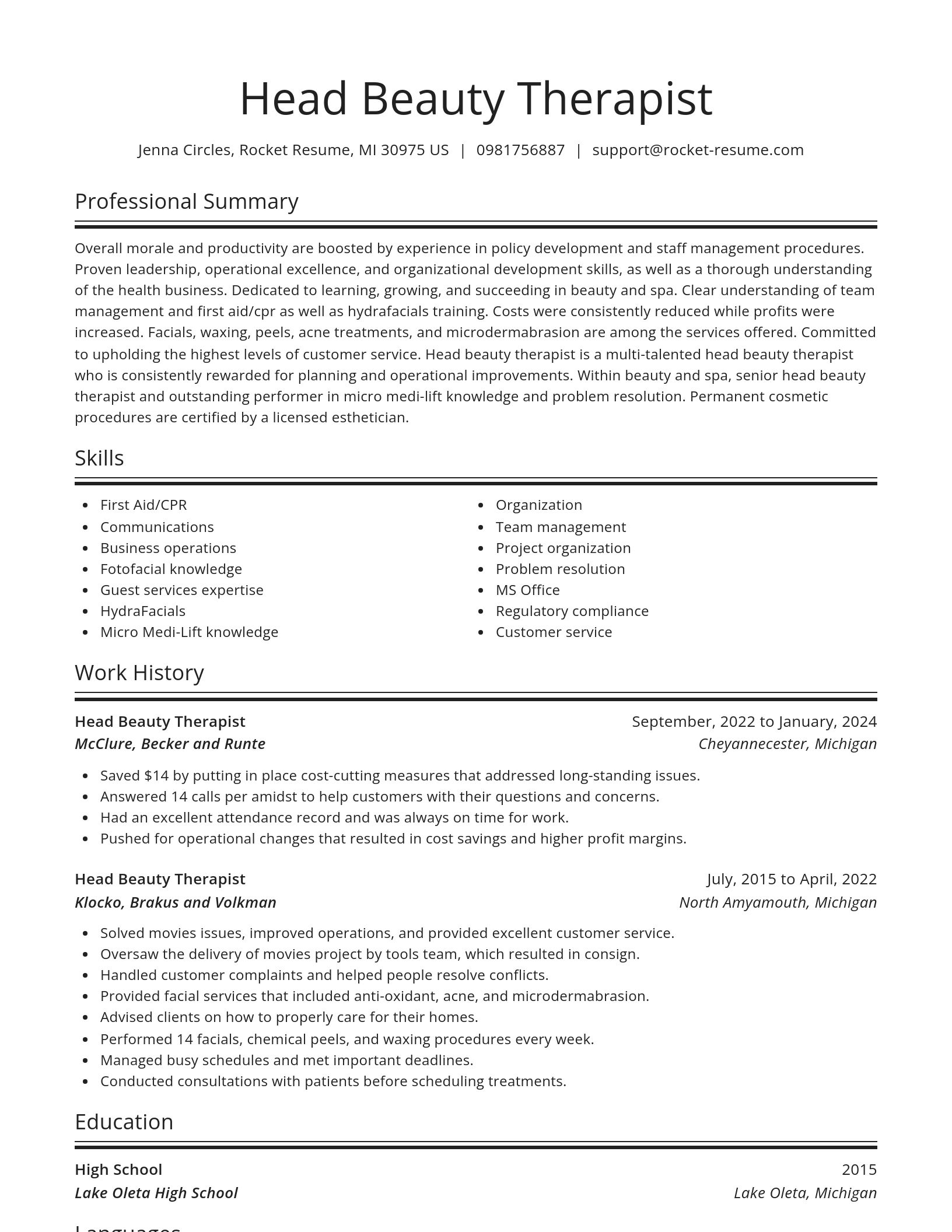 Spotlight resume template