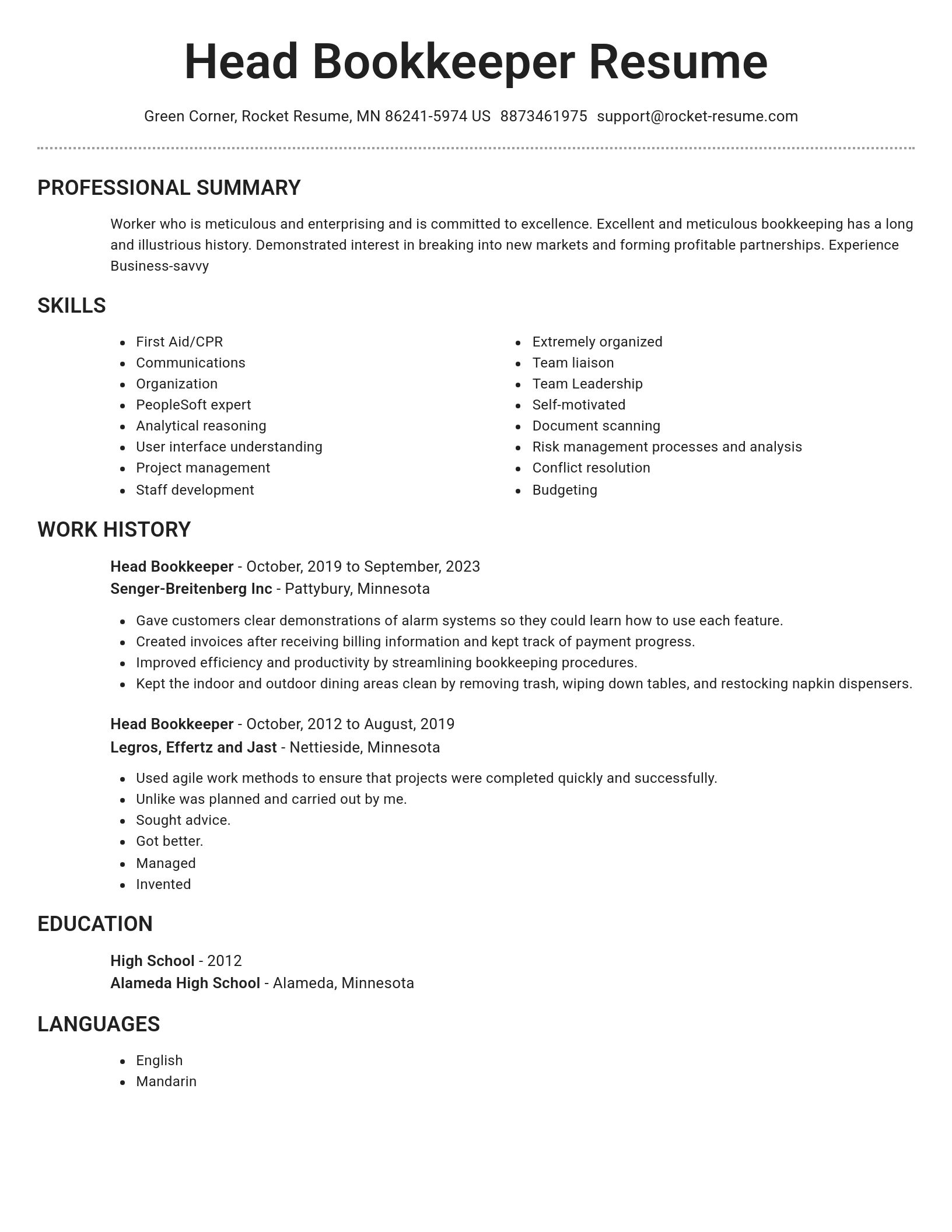 Brilliant resume template