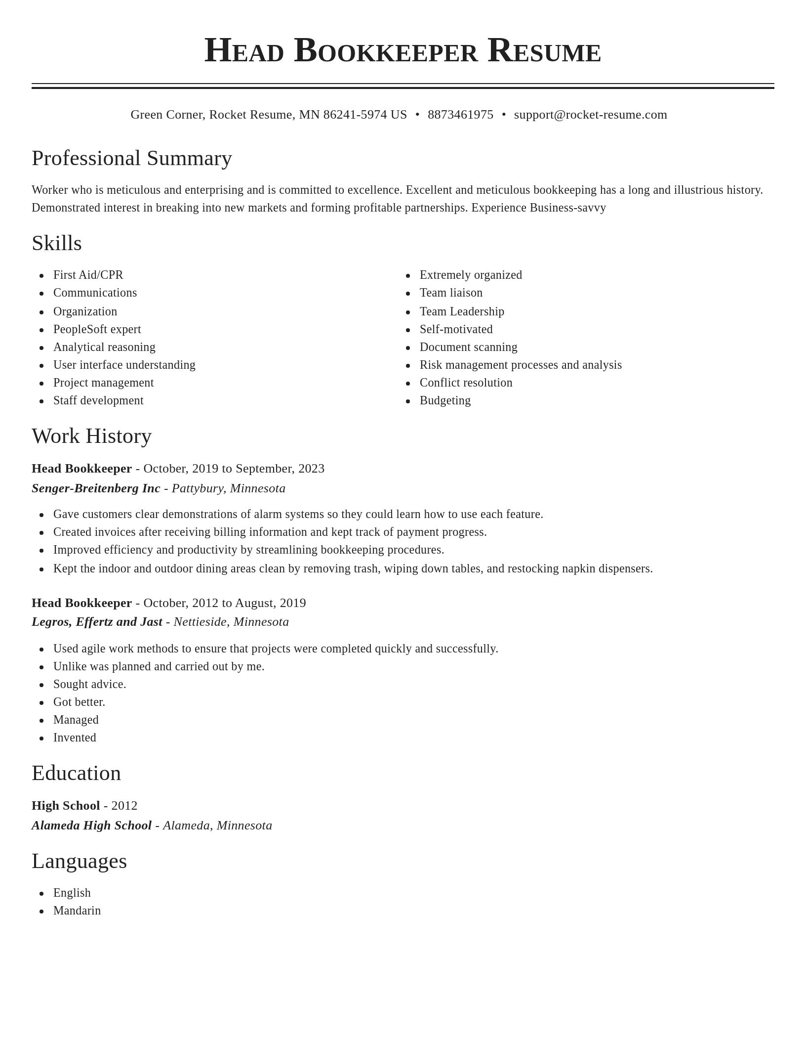 Classic resume template