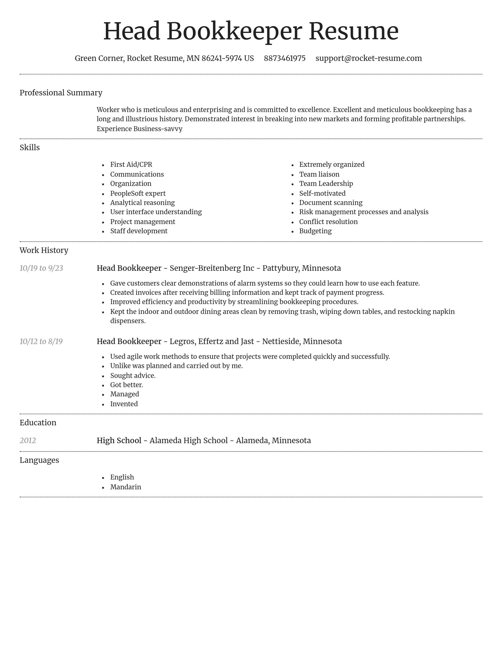 Dignified resume template