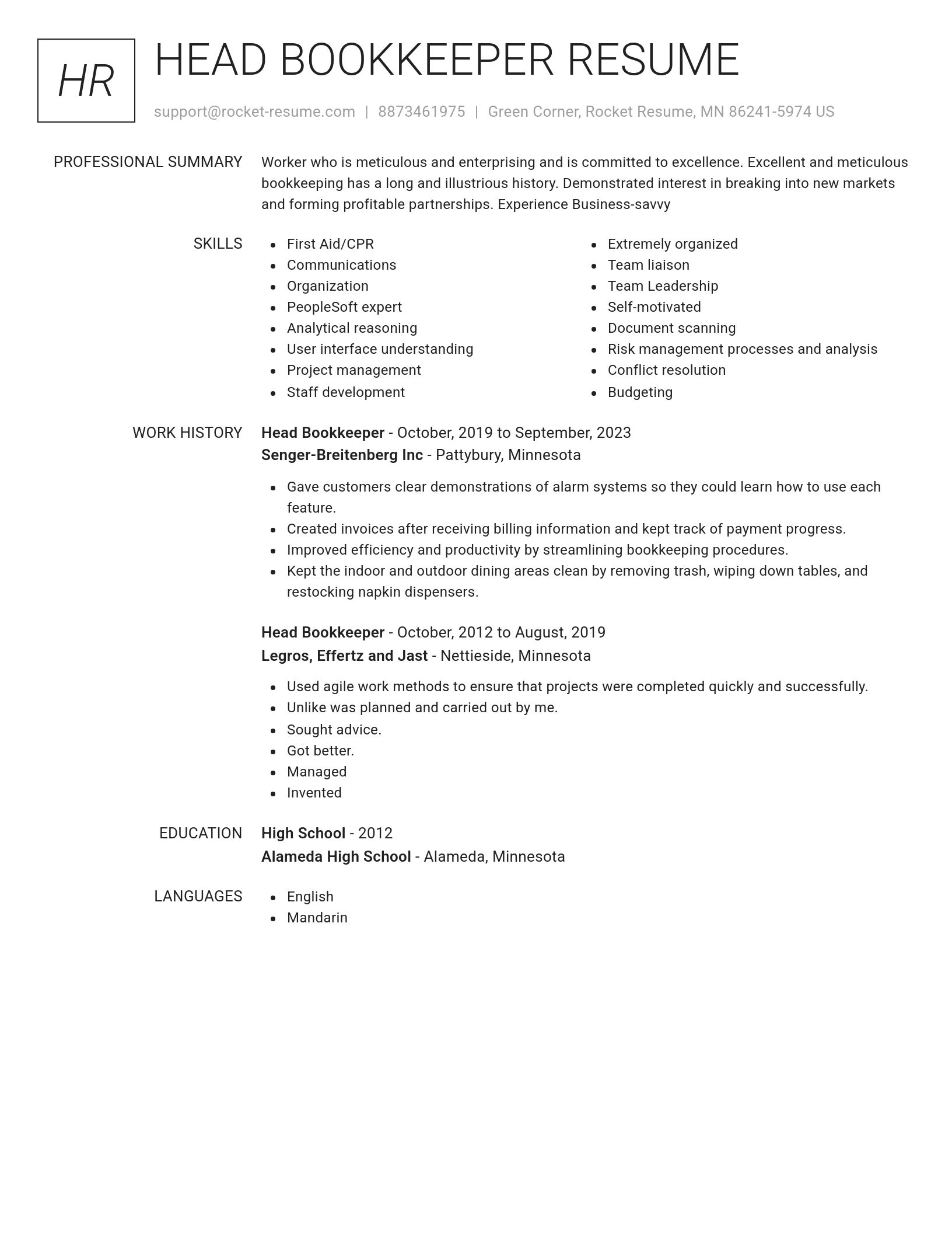 Renowned resume template