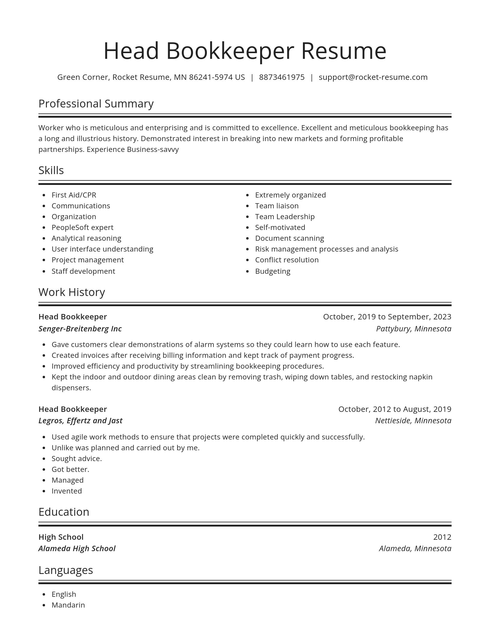 Spotlight resume template