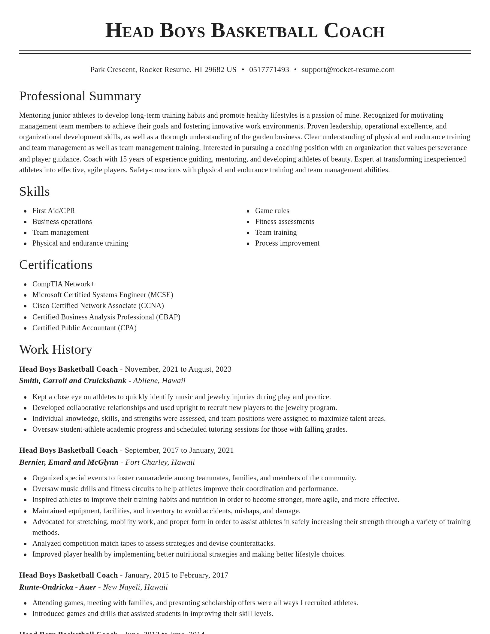 Classic resume template