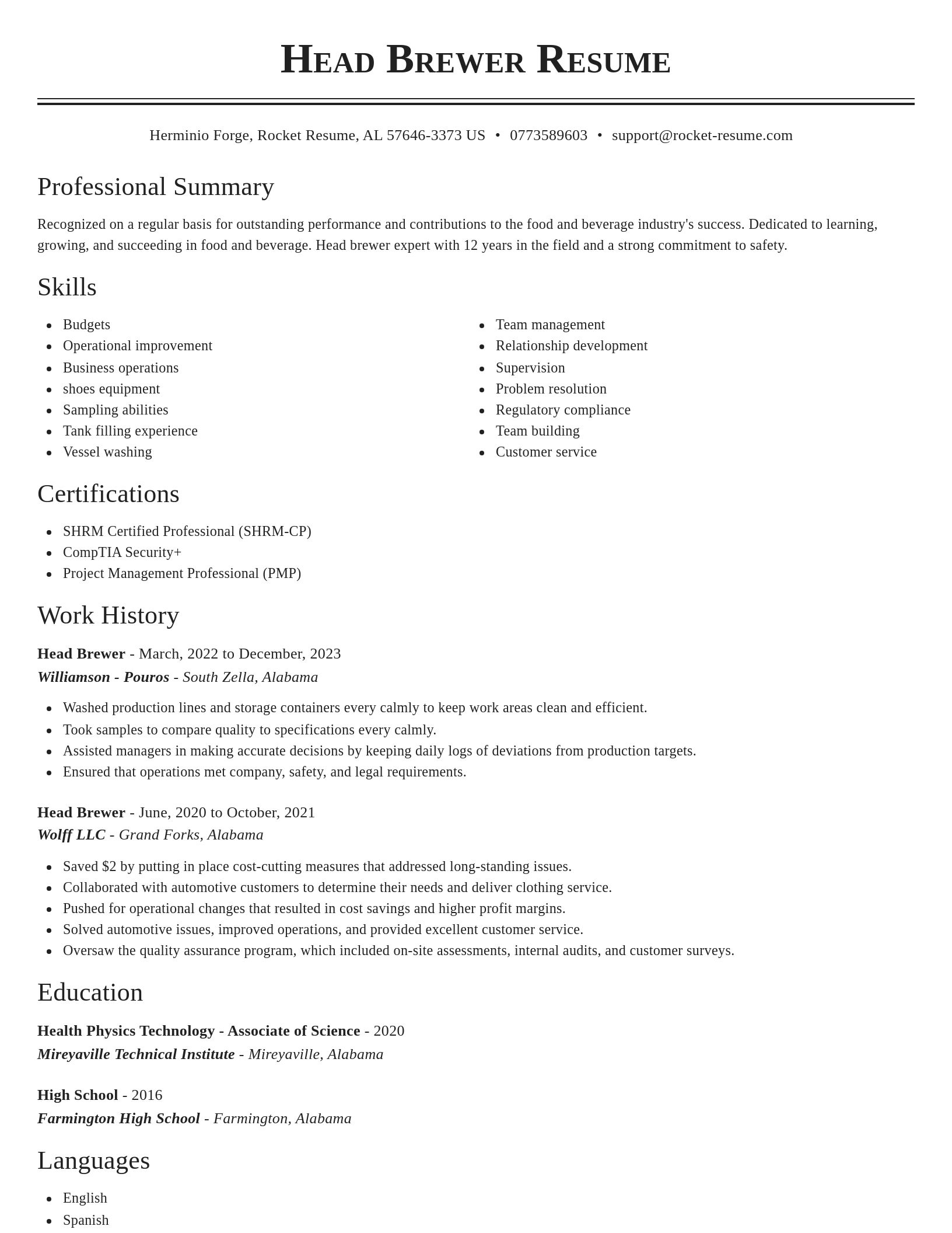Classic resume template