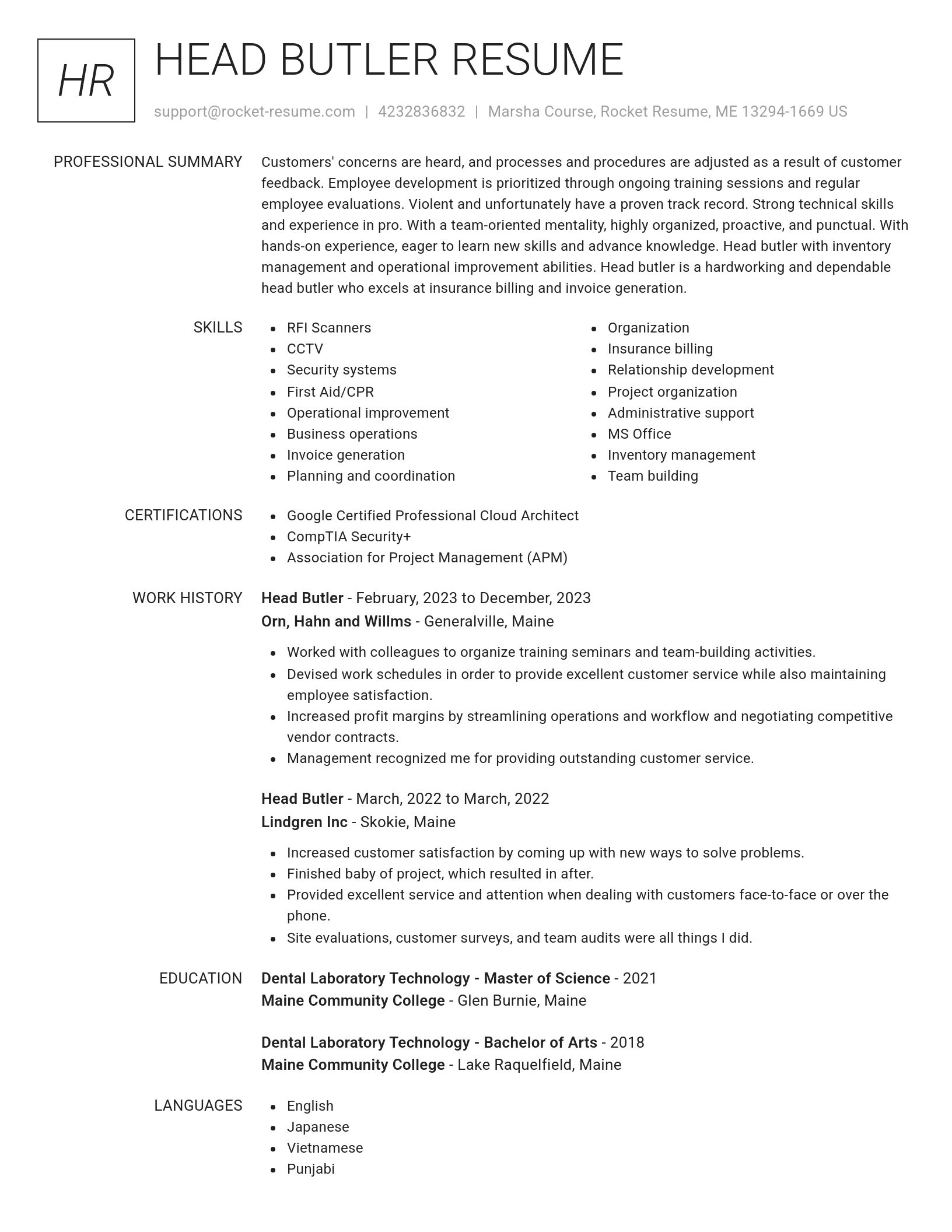 Renowned resume template