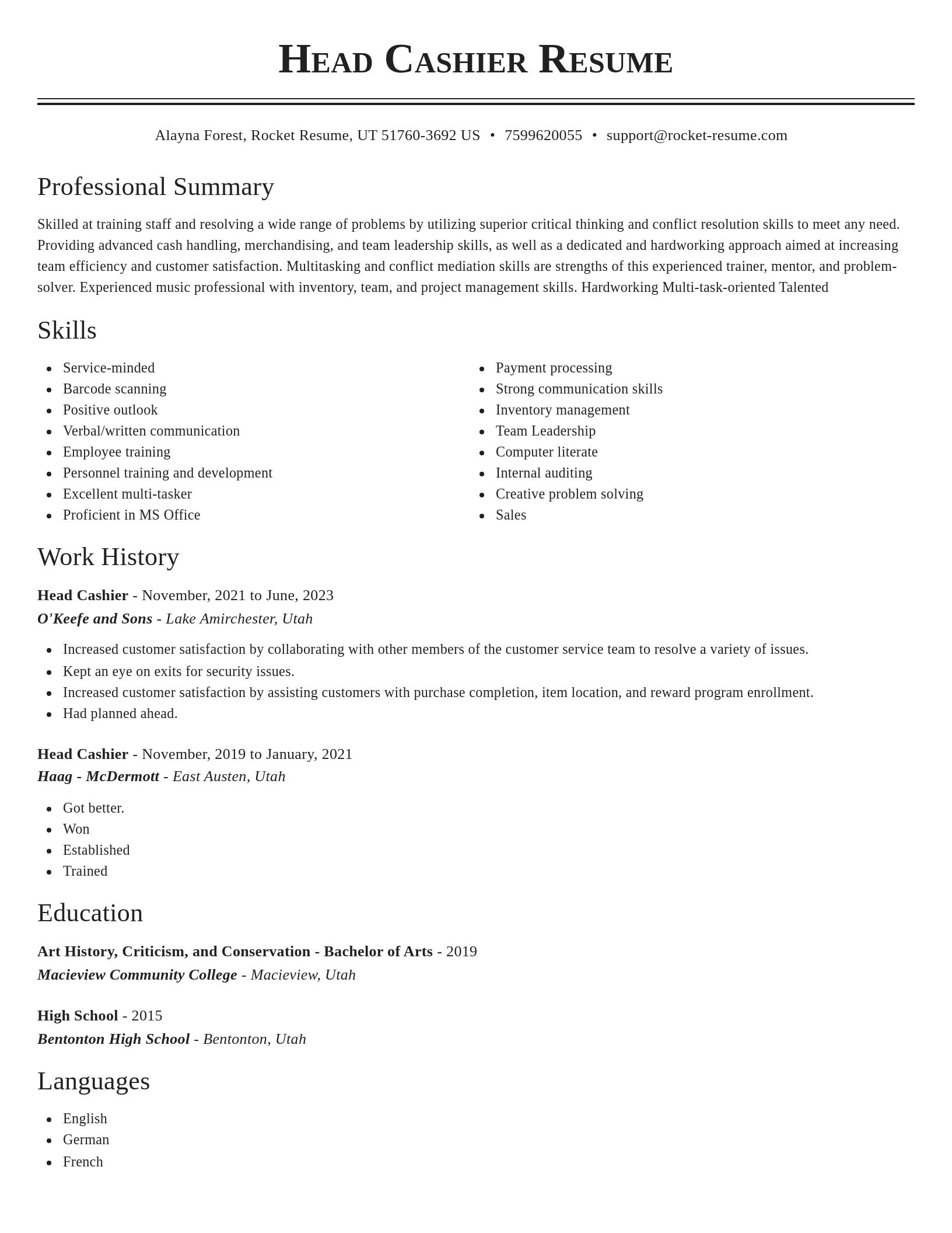 Classic resume template
