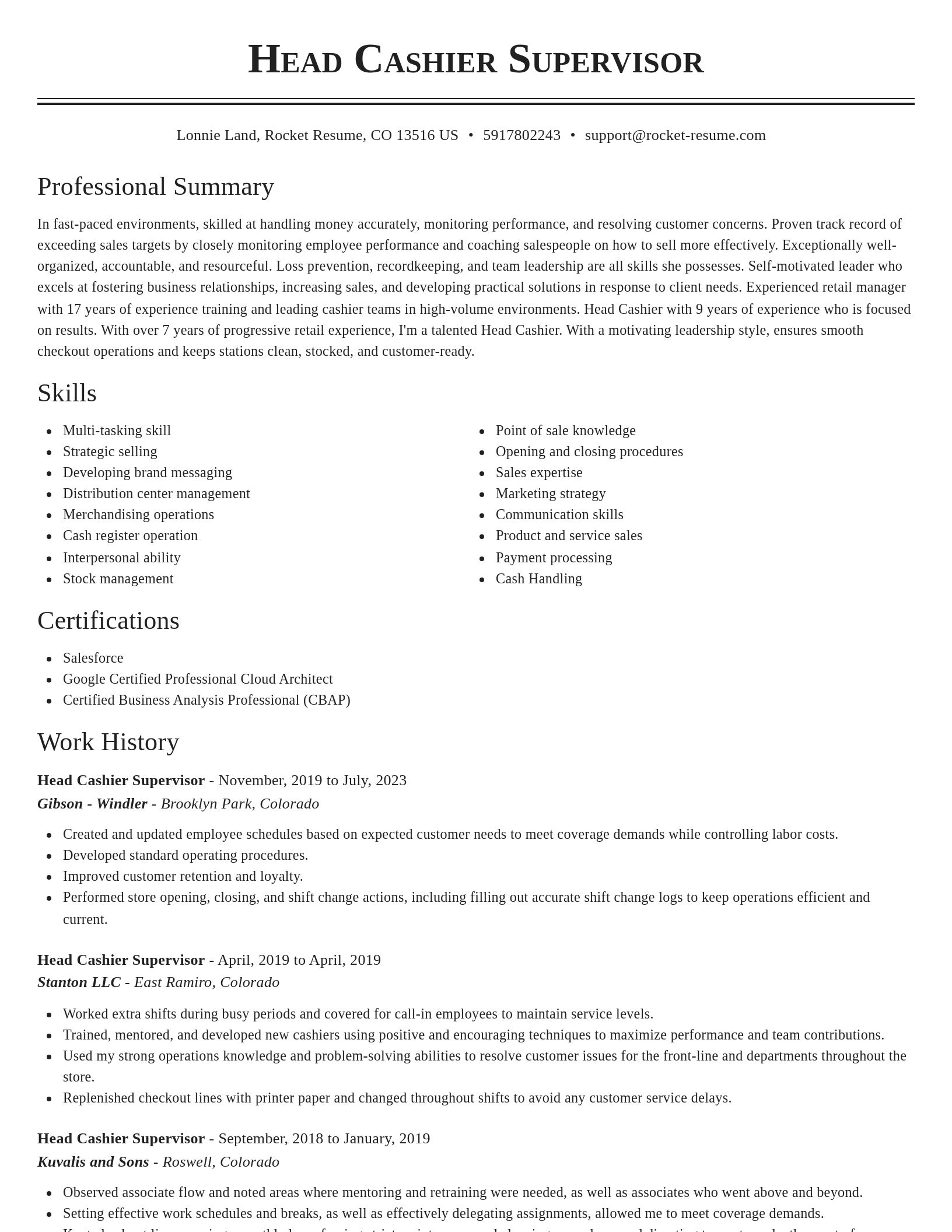 Classic resume template