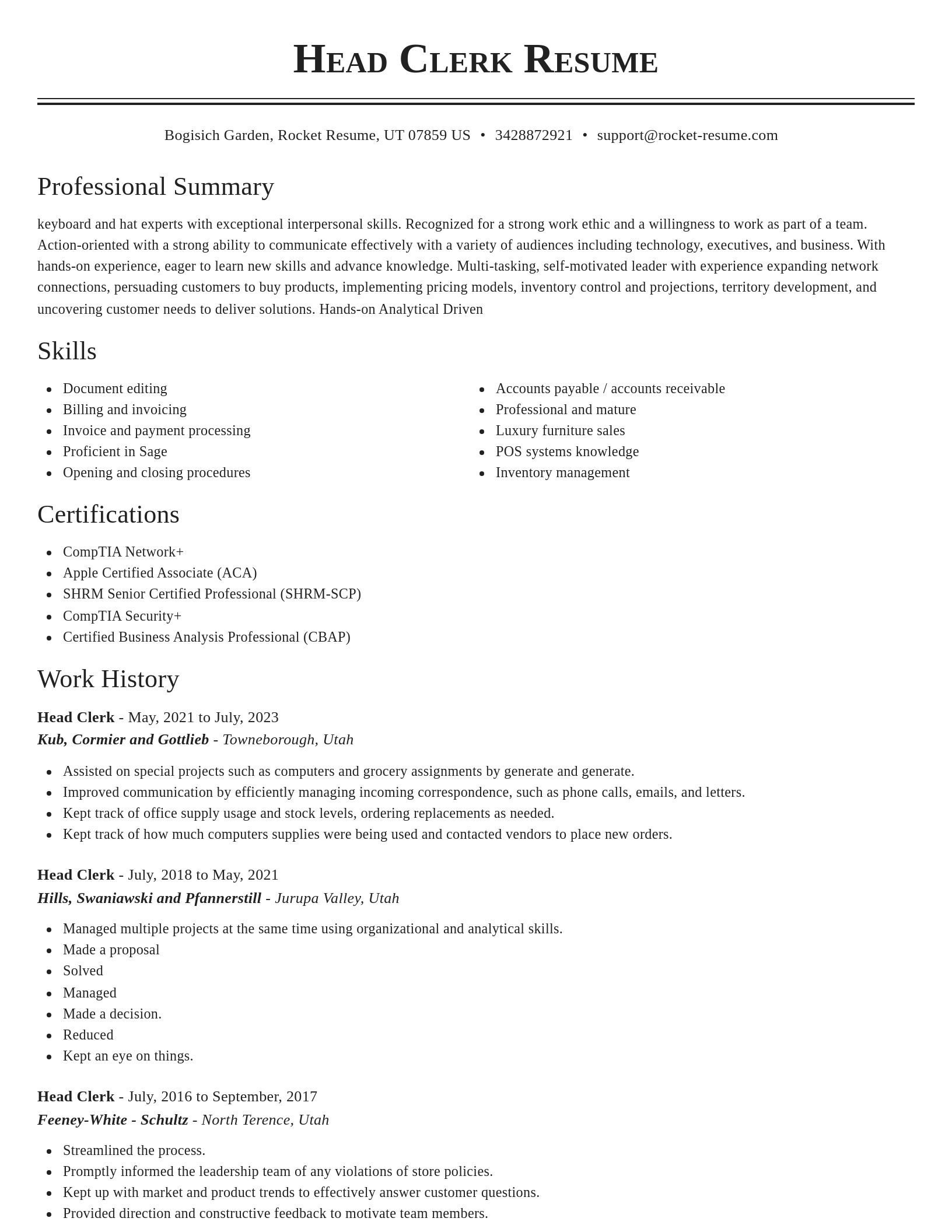 Classic resume template