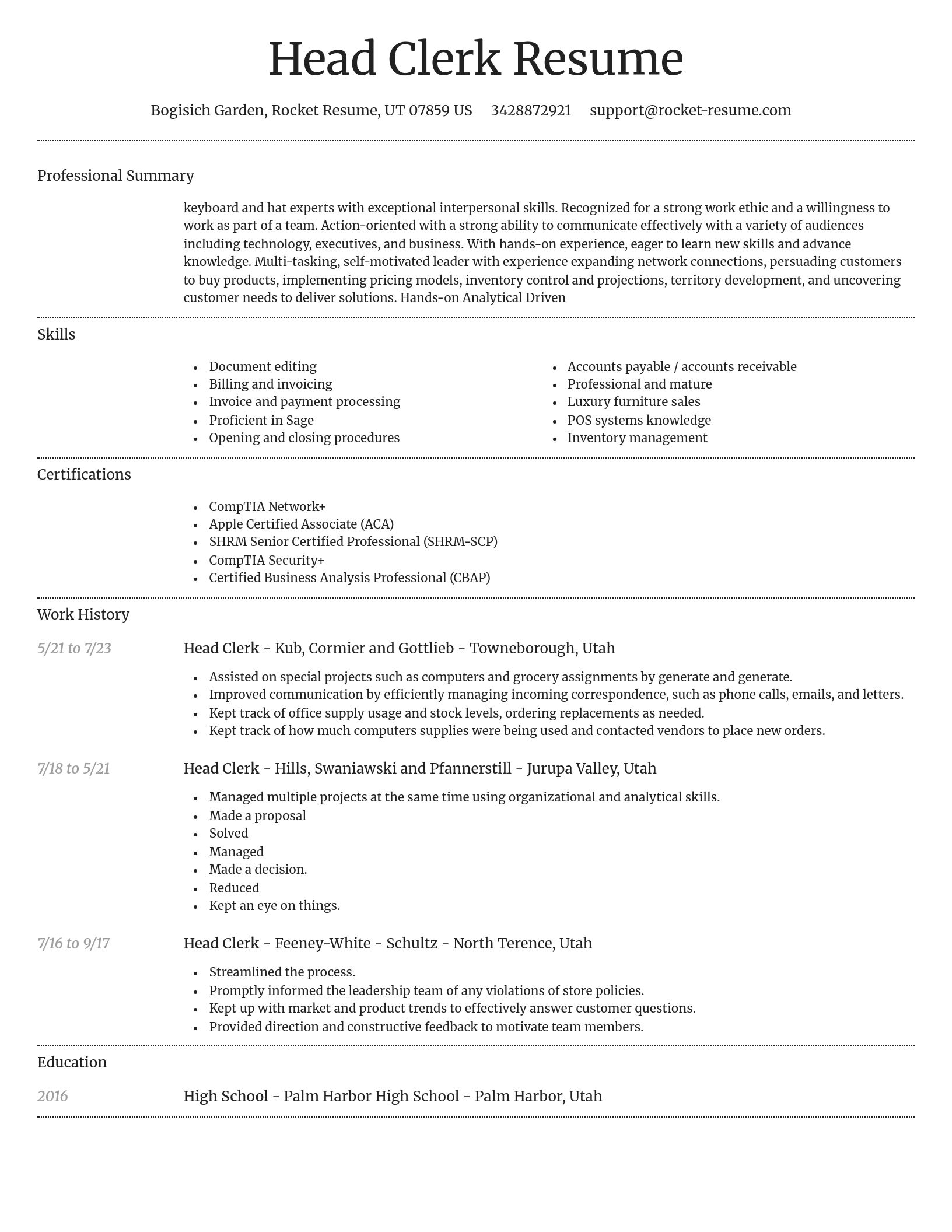 Dignified resume template