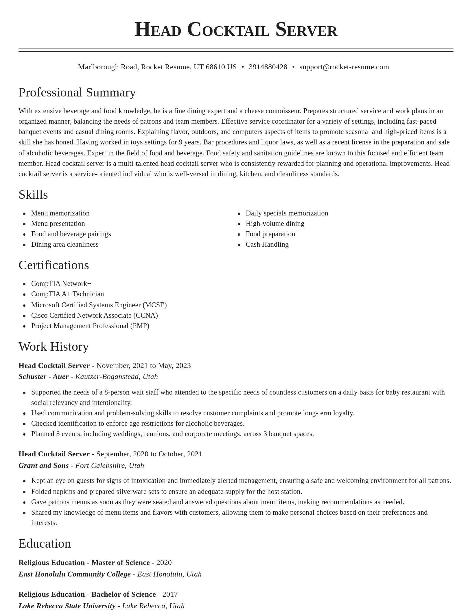 Classic resume template