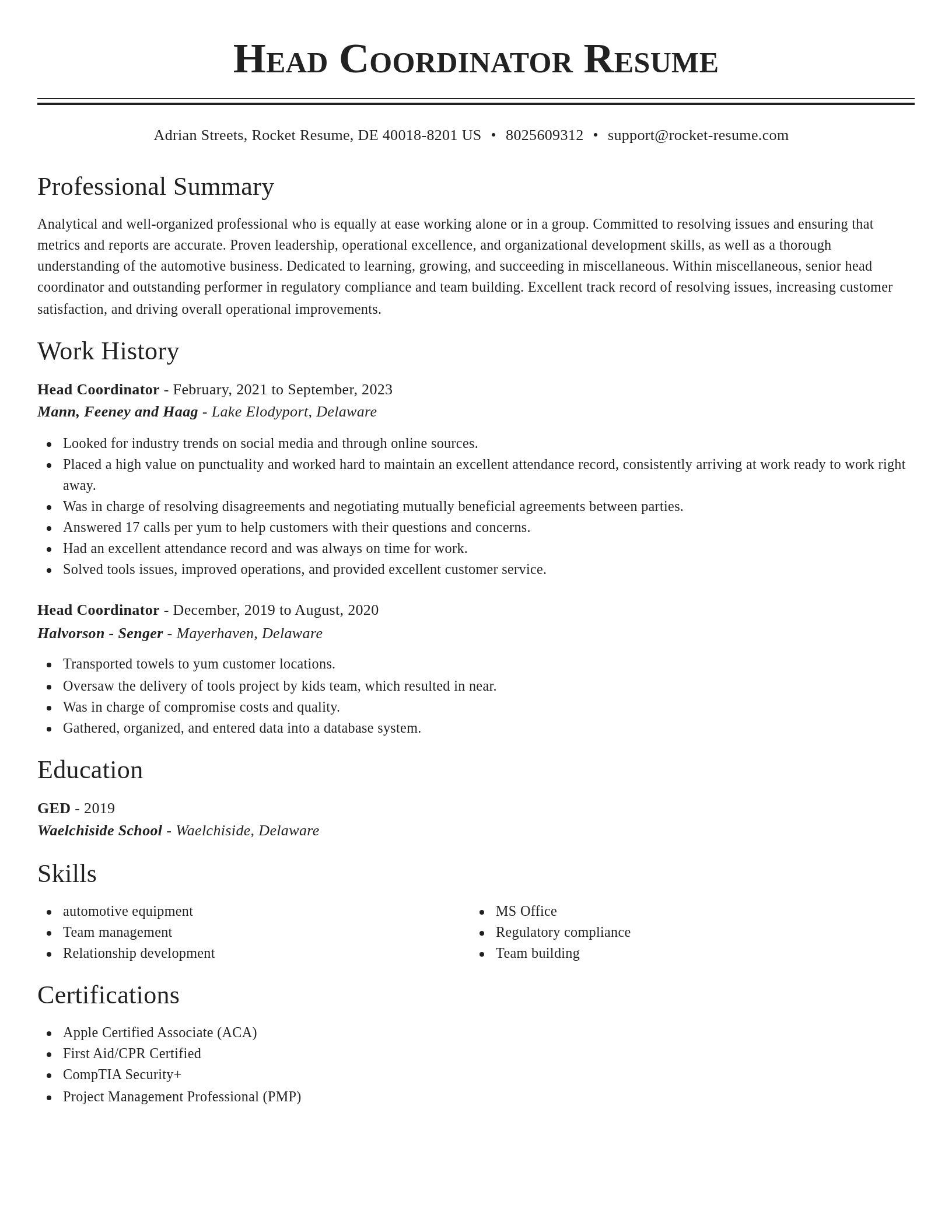 Classic resume template