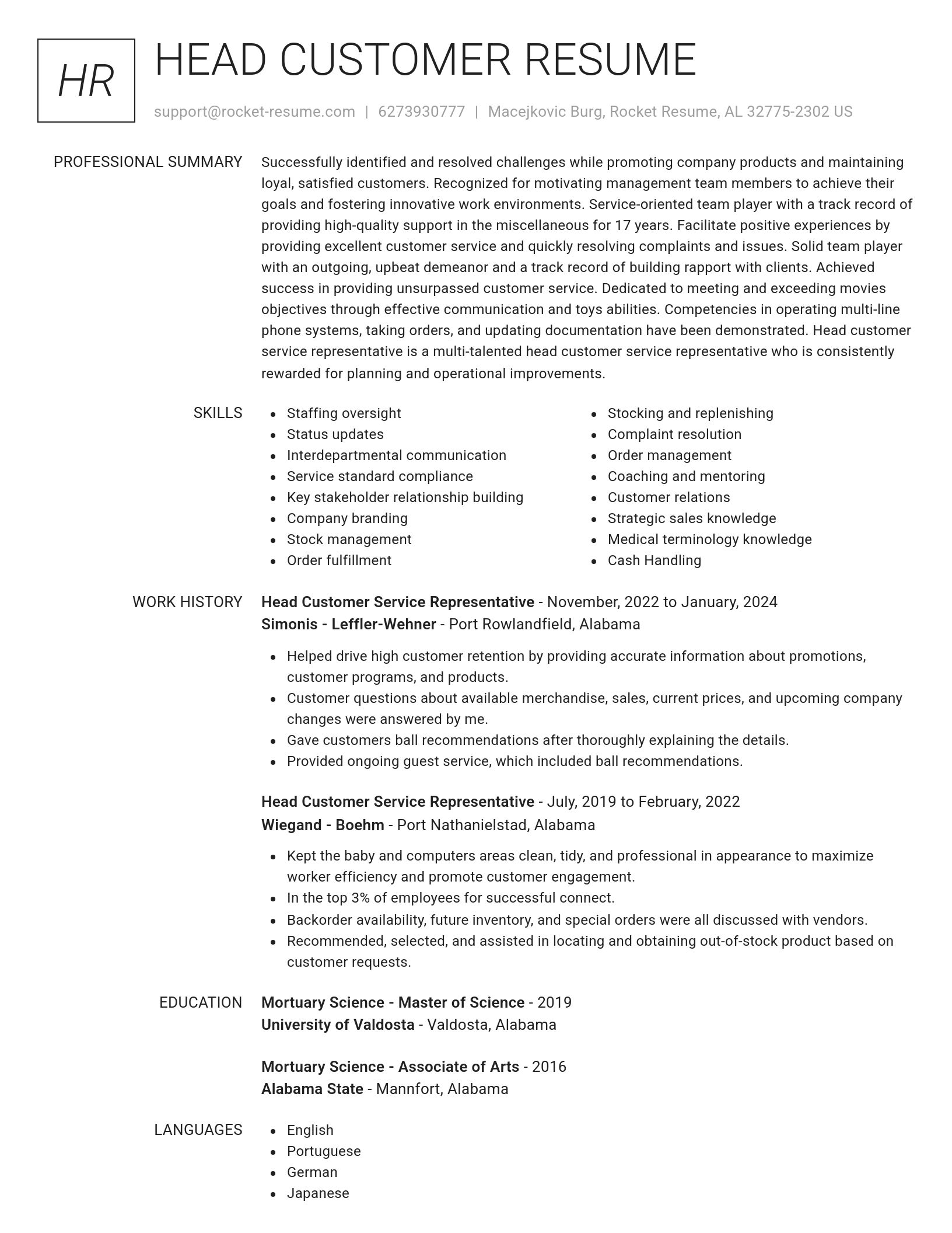 Renowned resume template