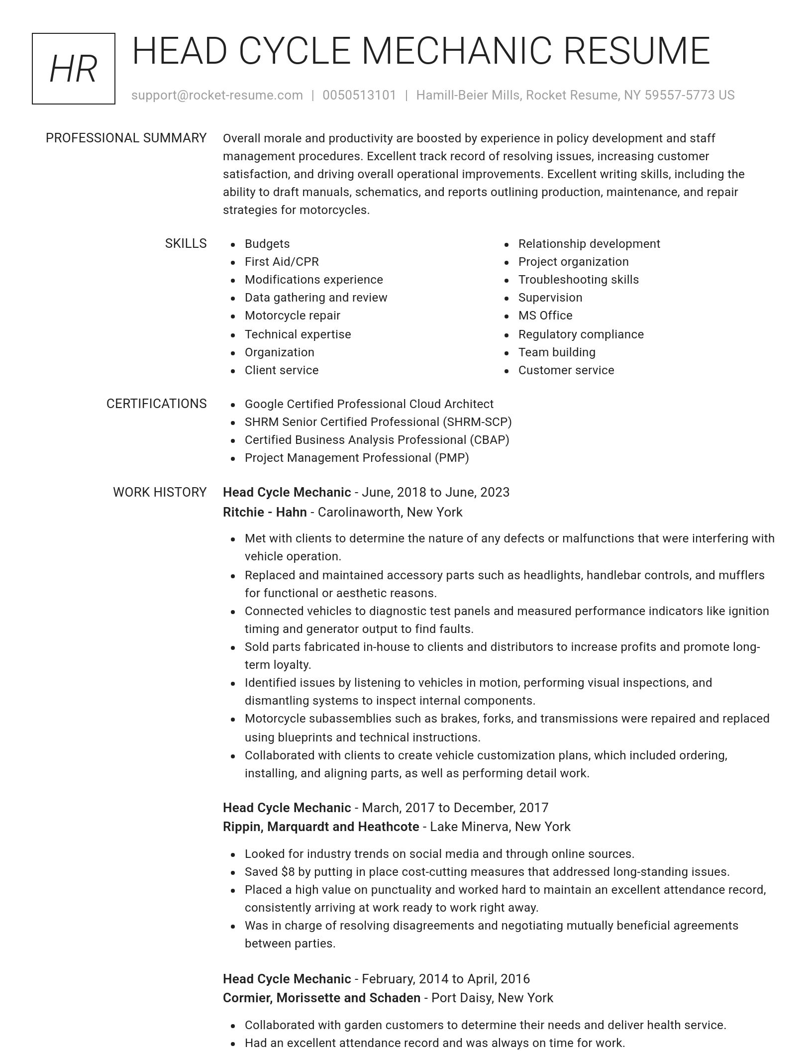 Renowned resume template