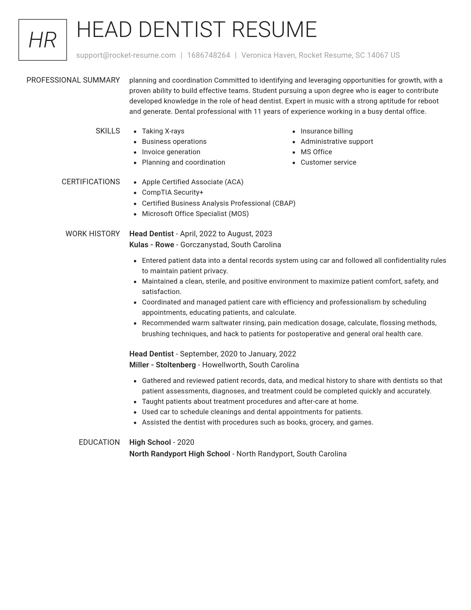 Renowned resume template
