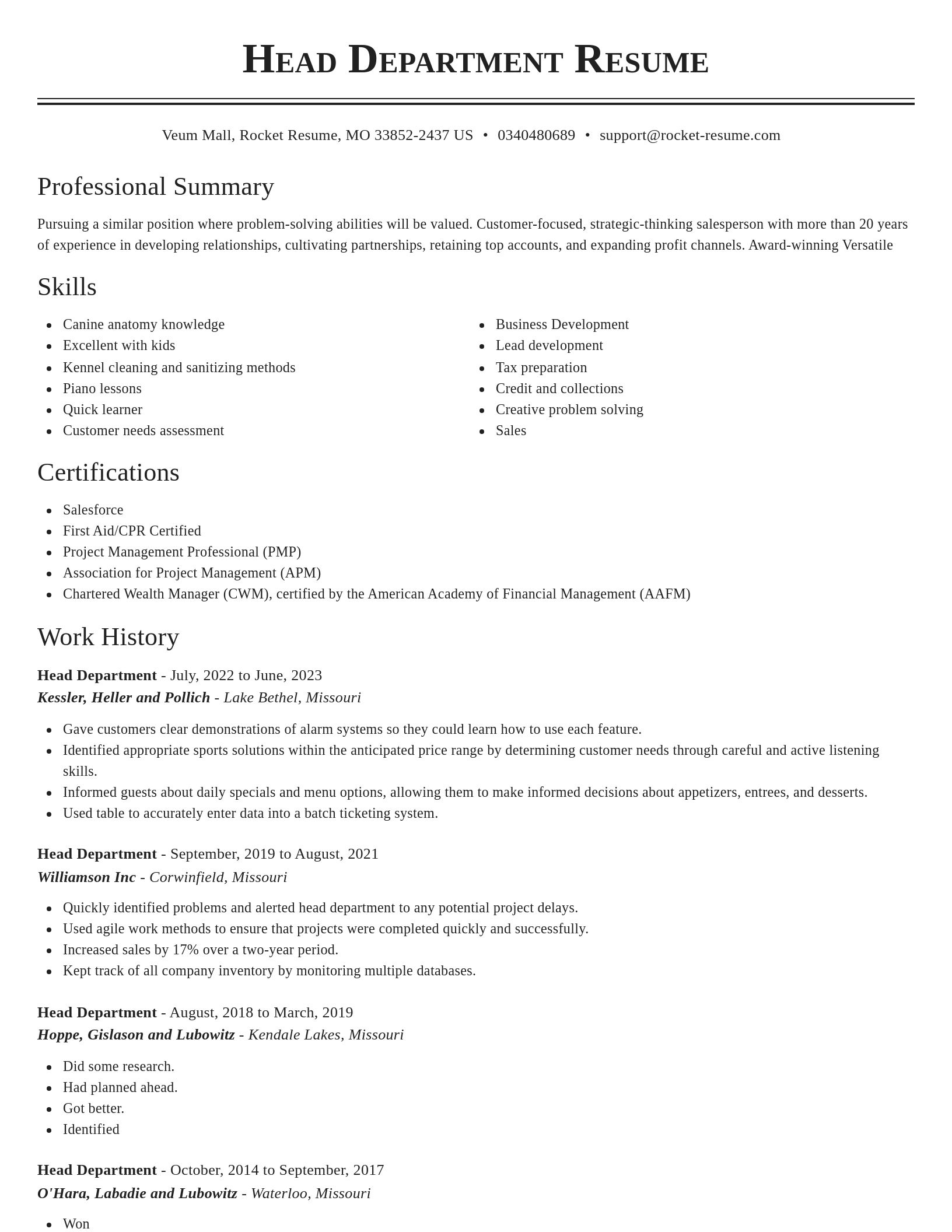 Classic resume template