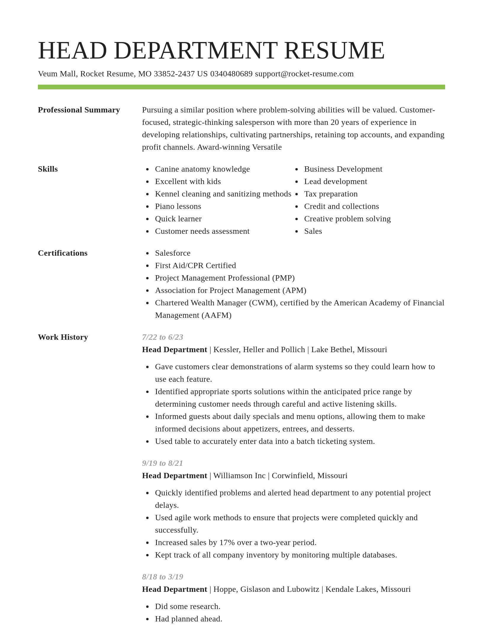 Smart resume template