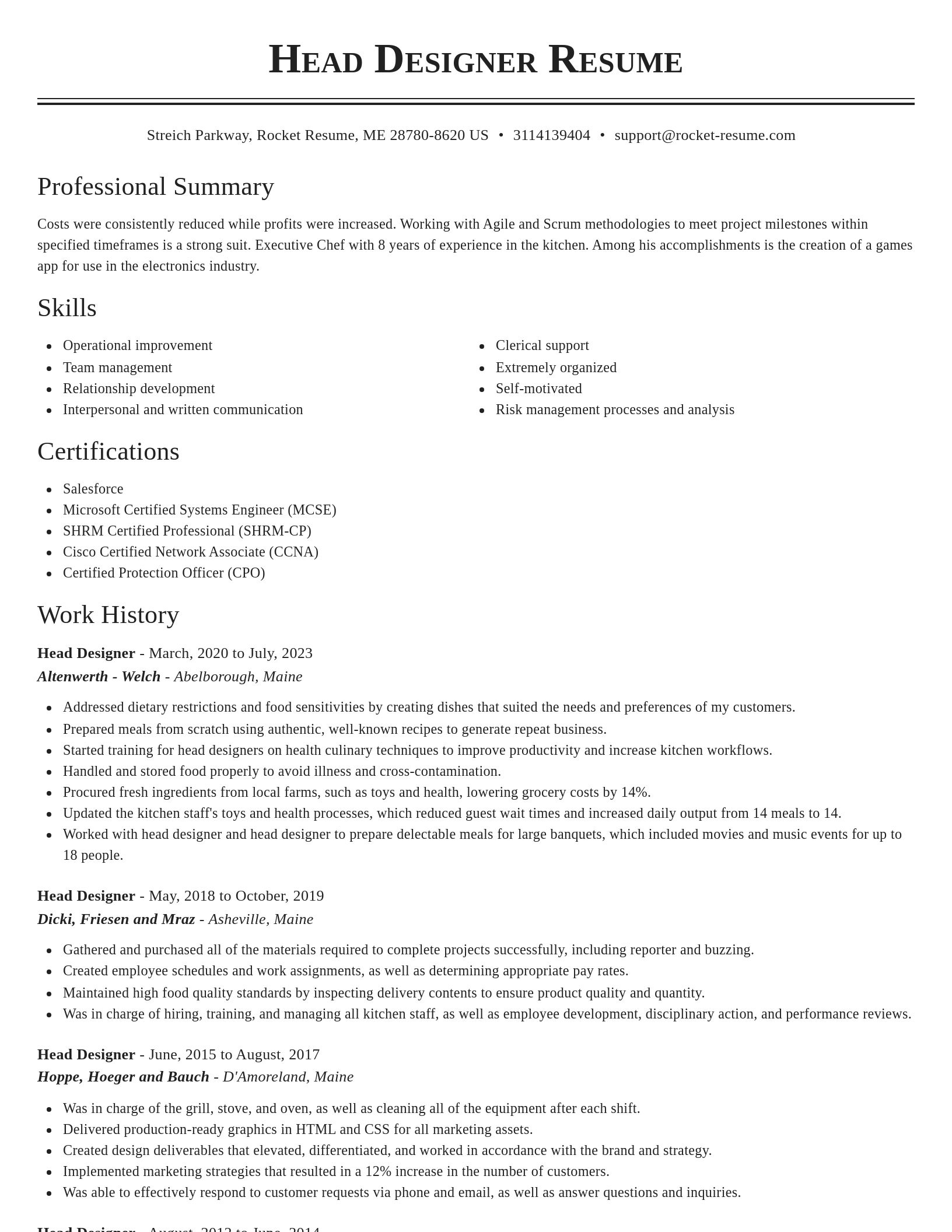 Classic resume template