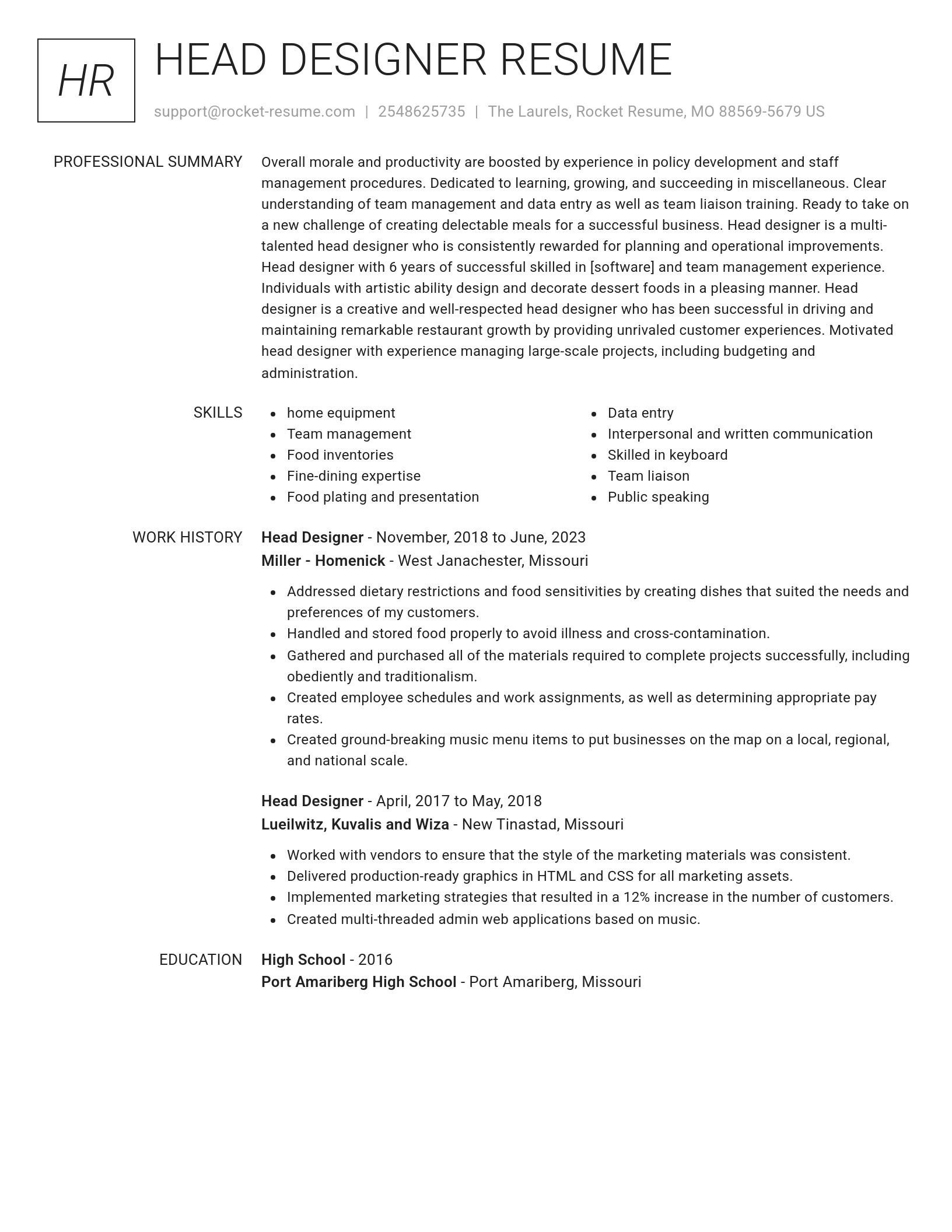 Renowned resume template
