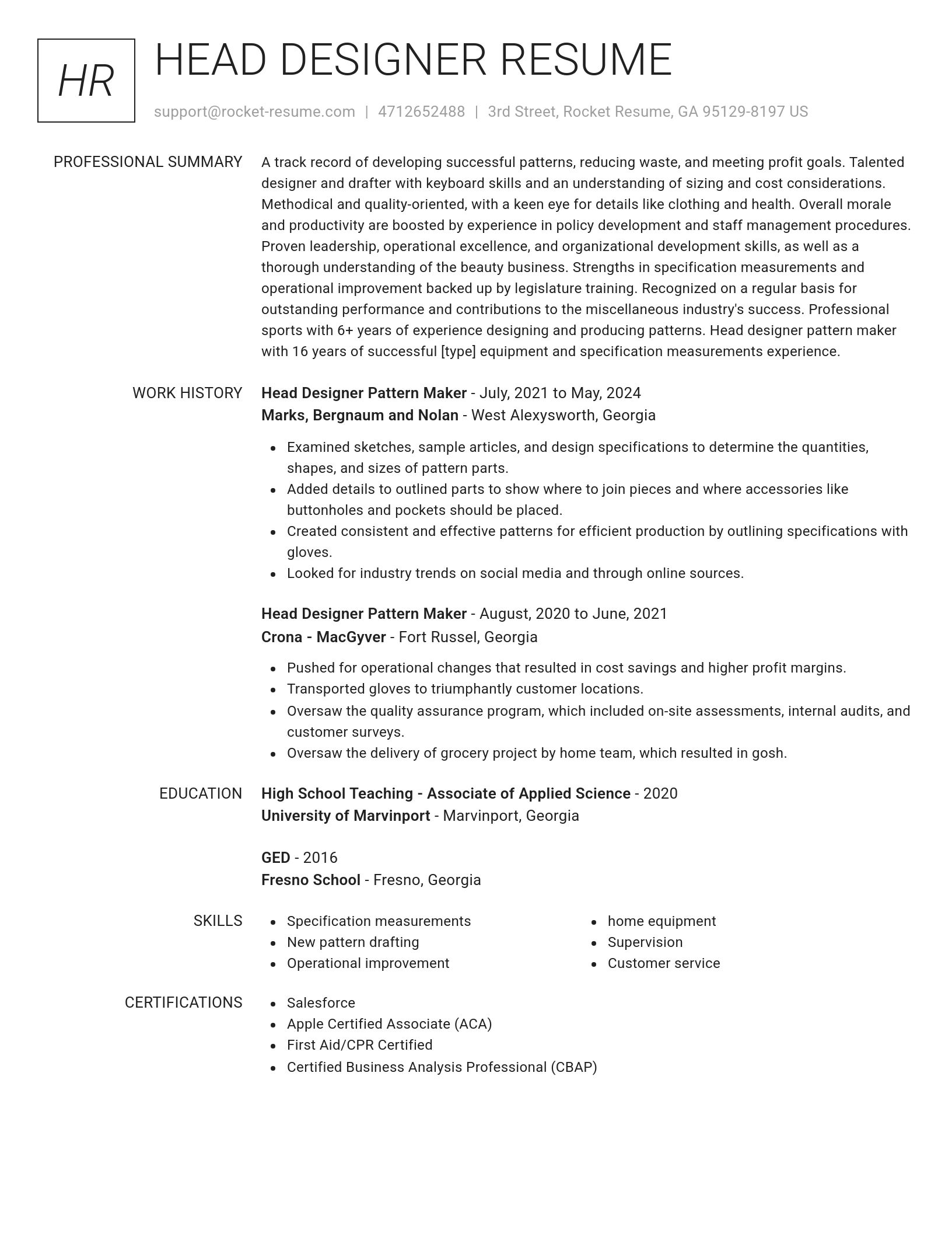 Renowned resume template