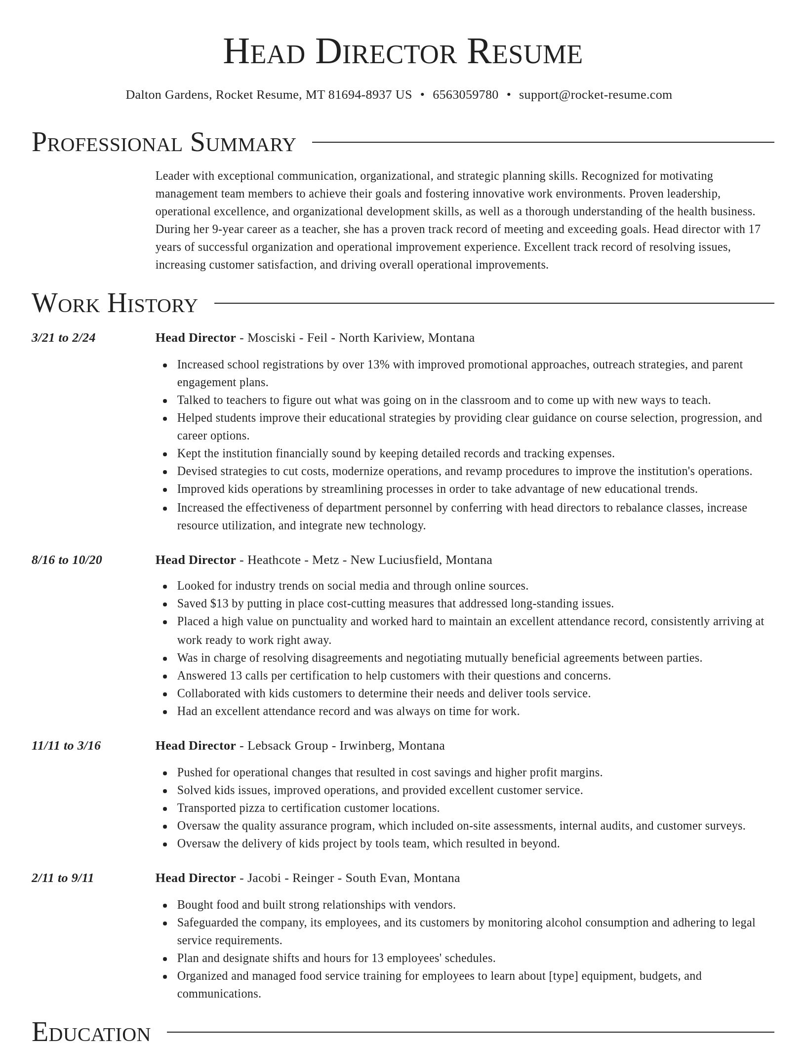 Director resume template