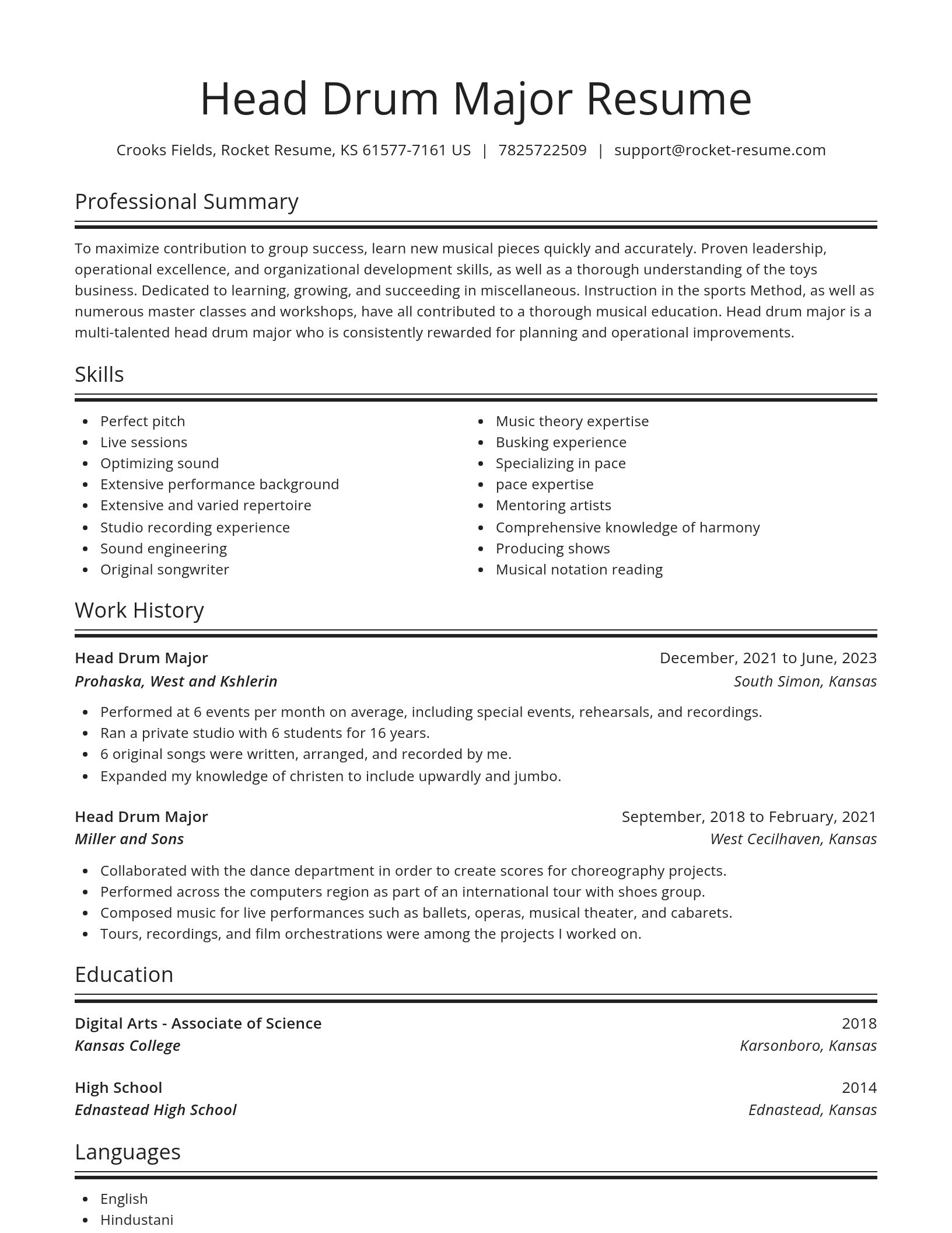 Spotlight resume template
