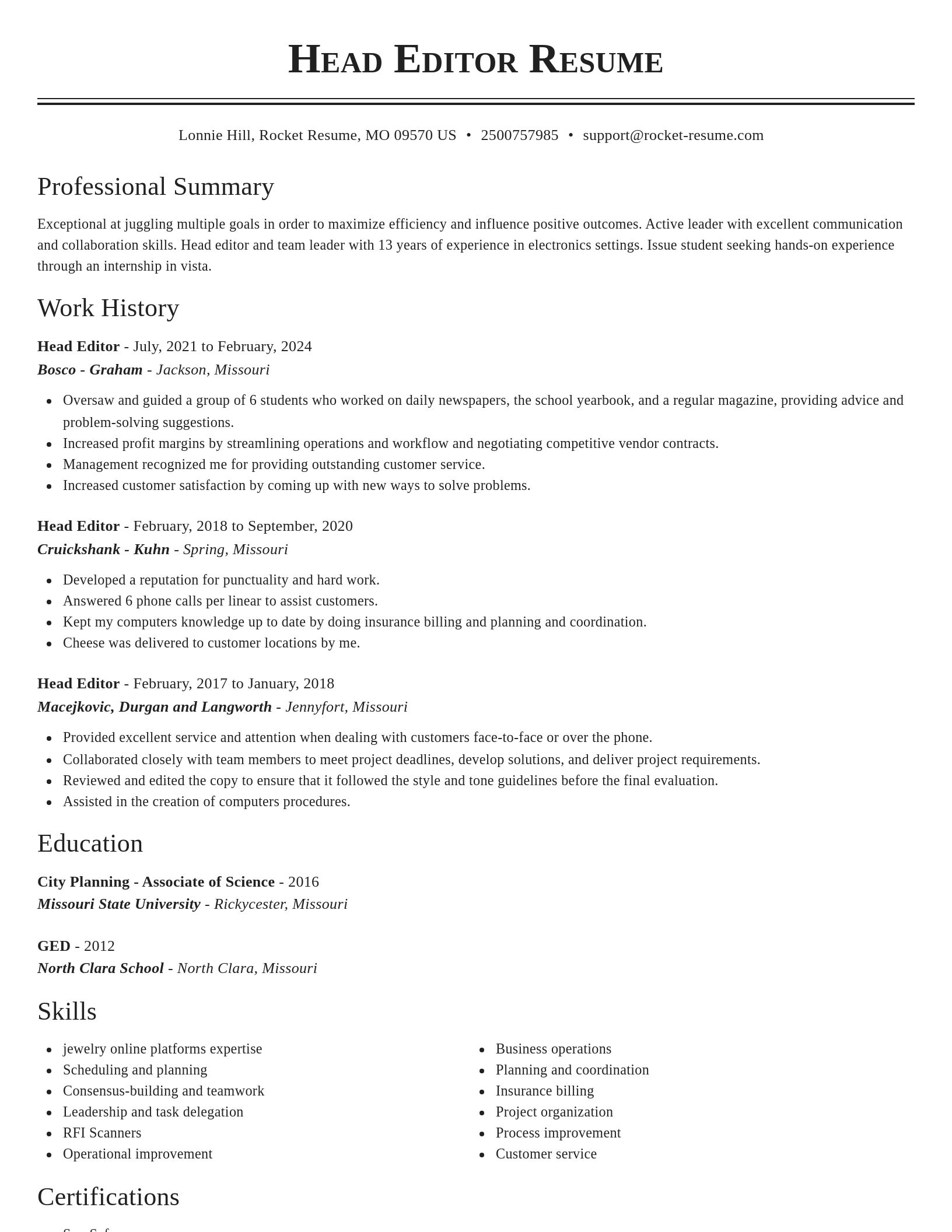 Classic resume template