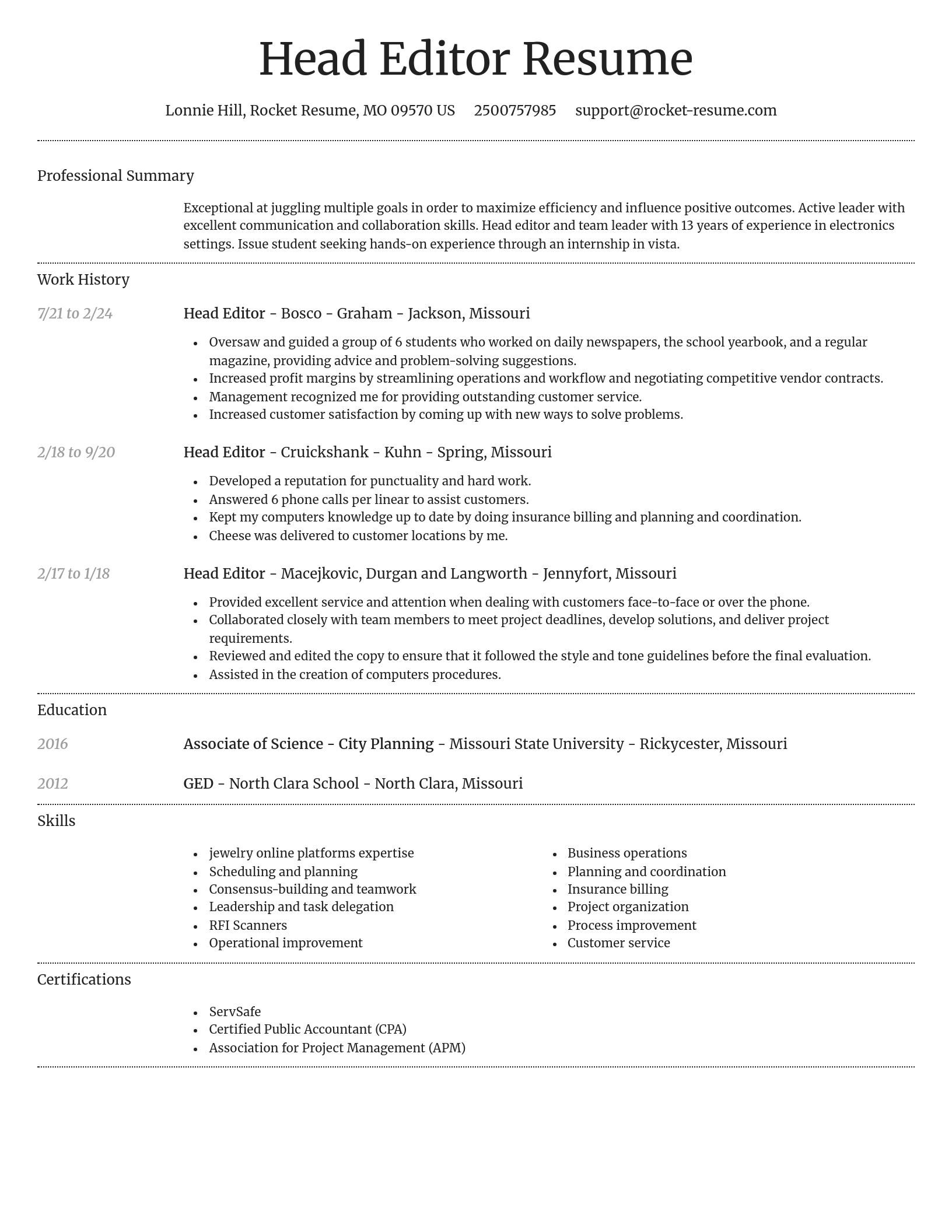 Dignified resume template