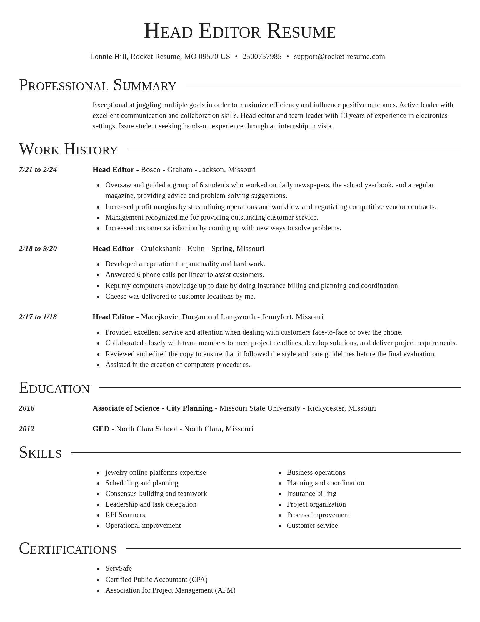 Director resume template