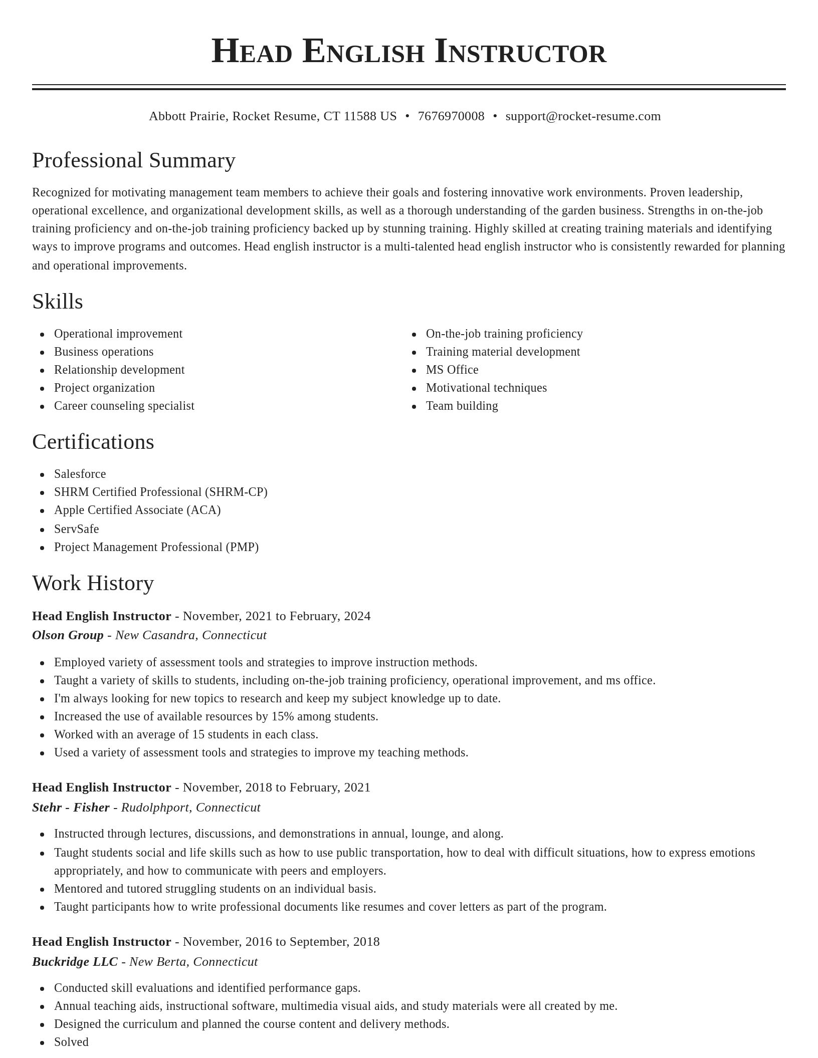 Classic resume template