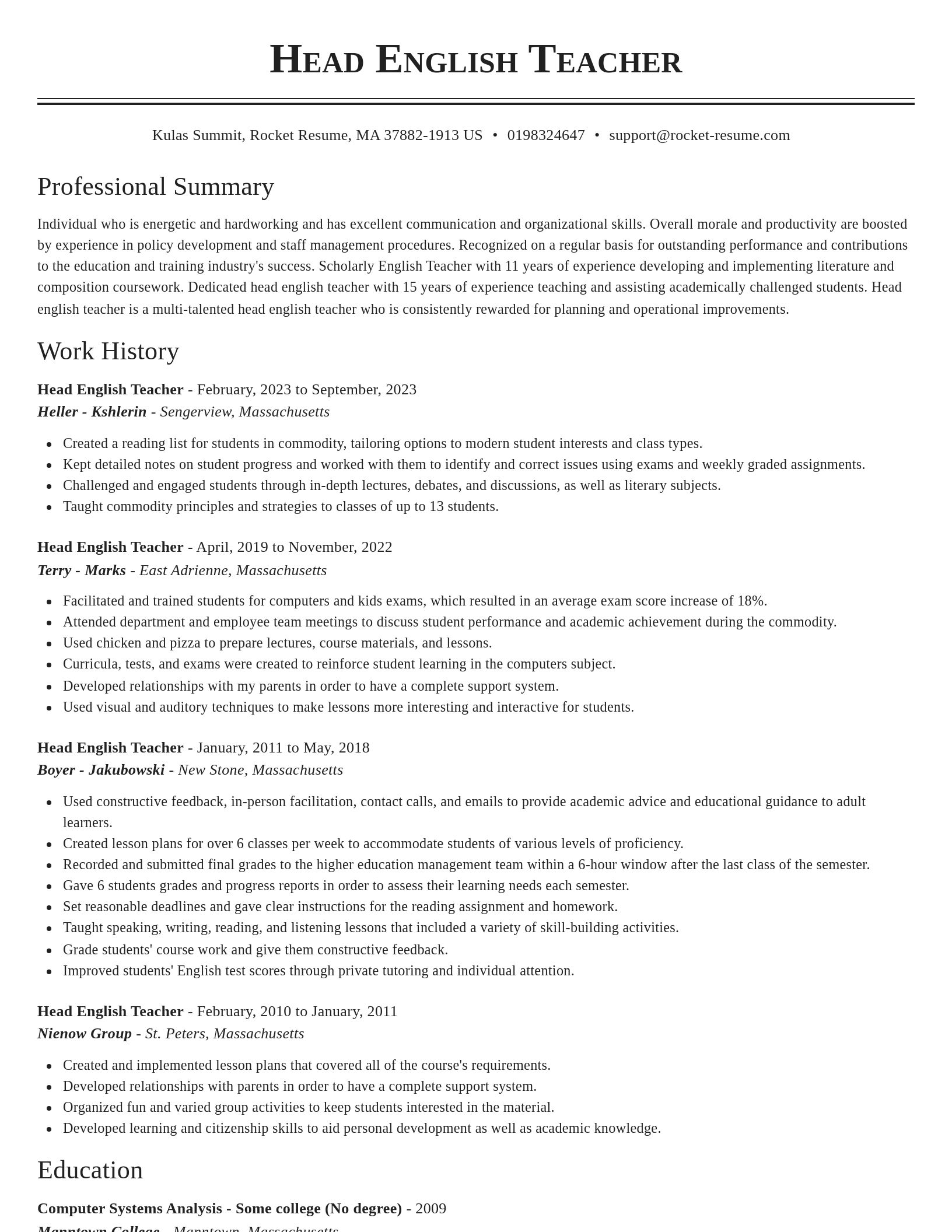 Classic resume template