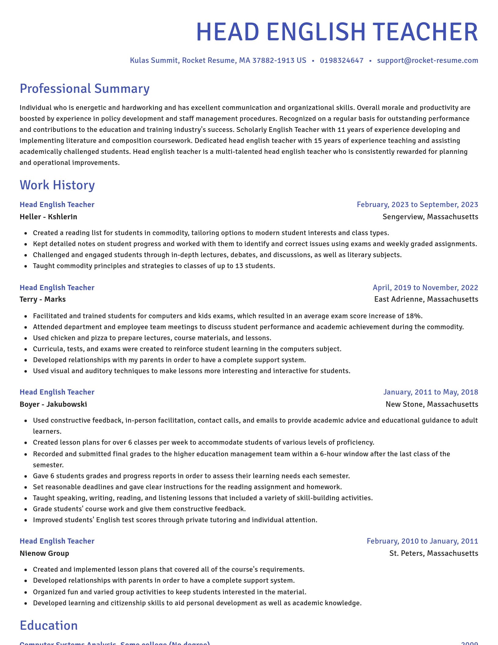 Novel resume template