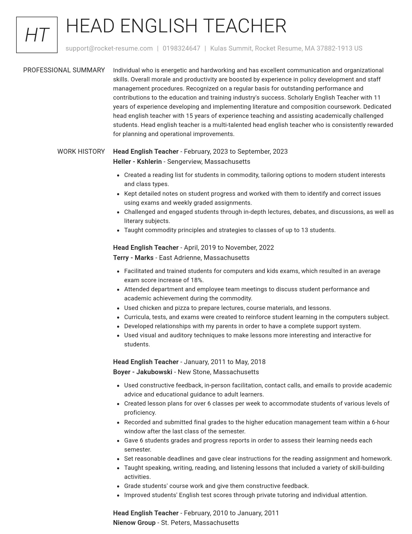 Renowned resume template