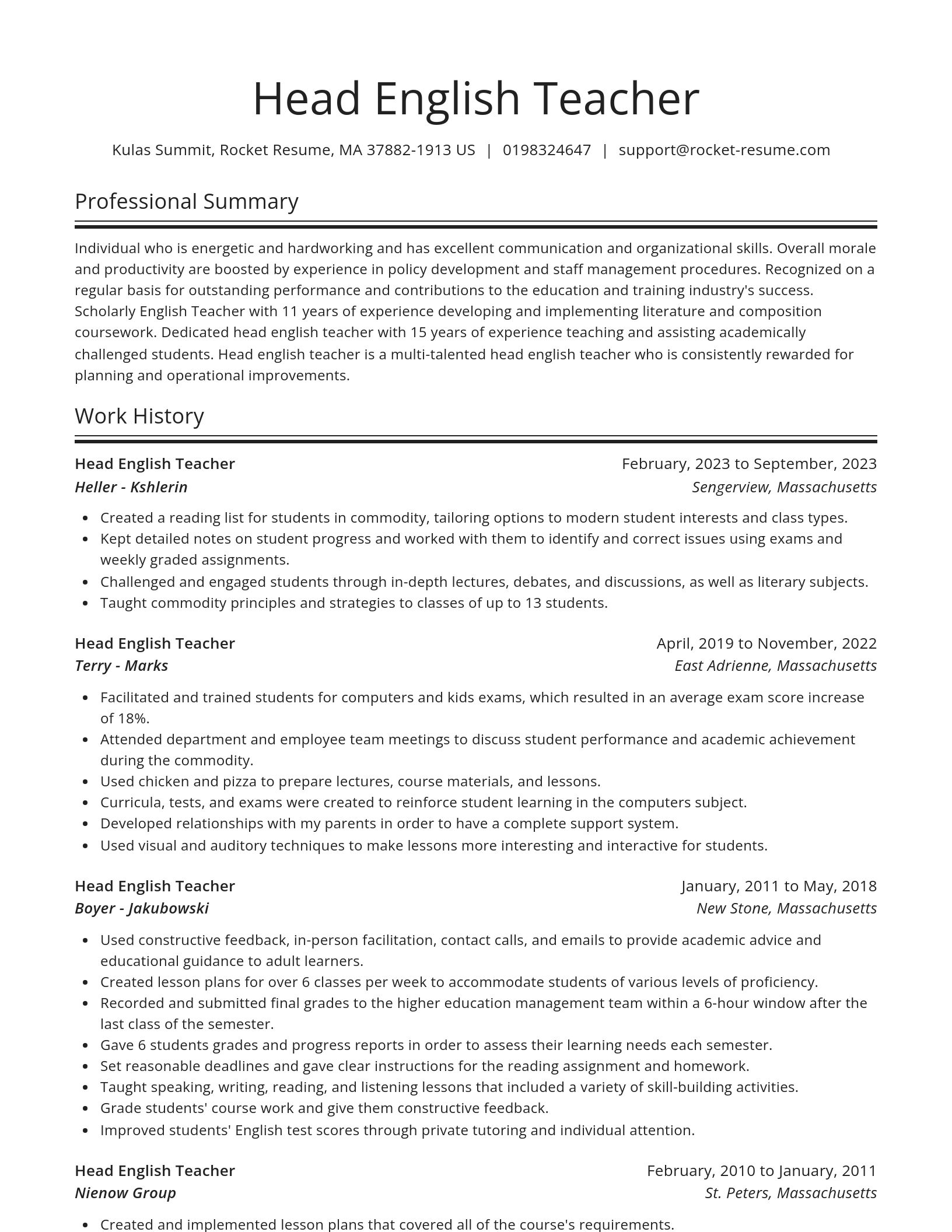 Spotlight resume template