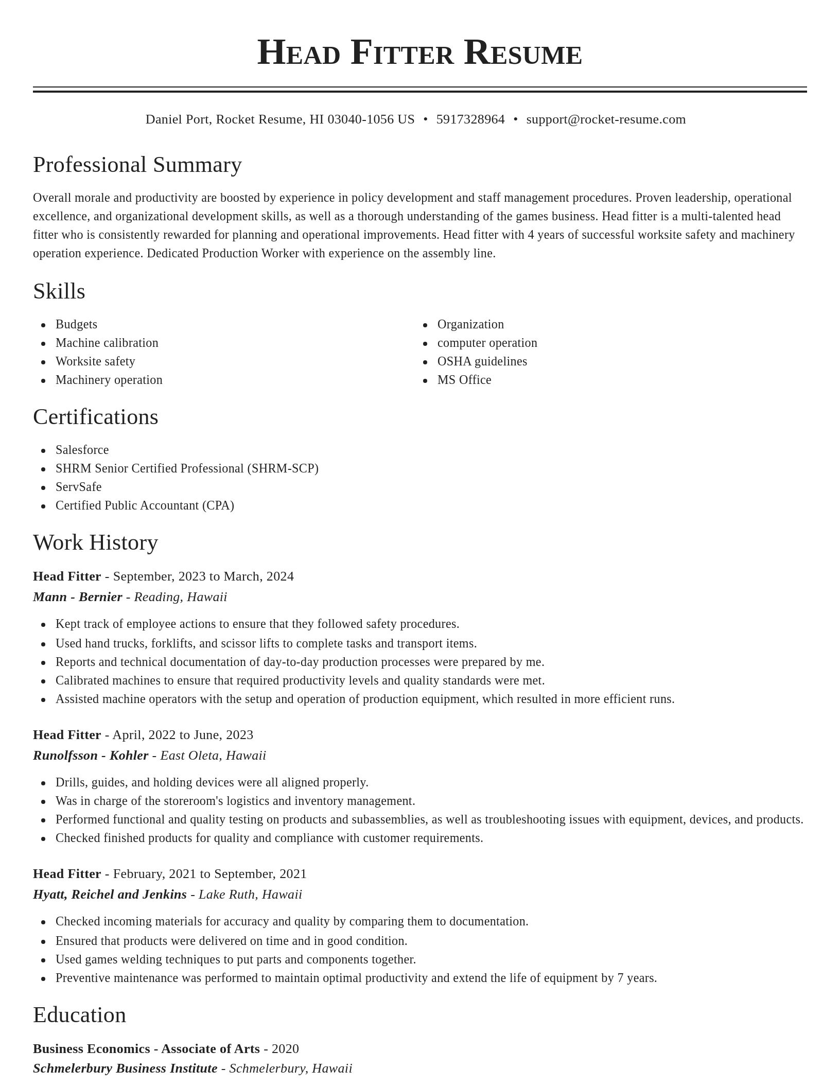 Classic resume template