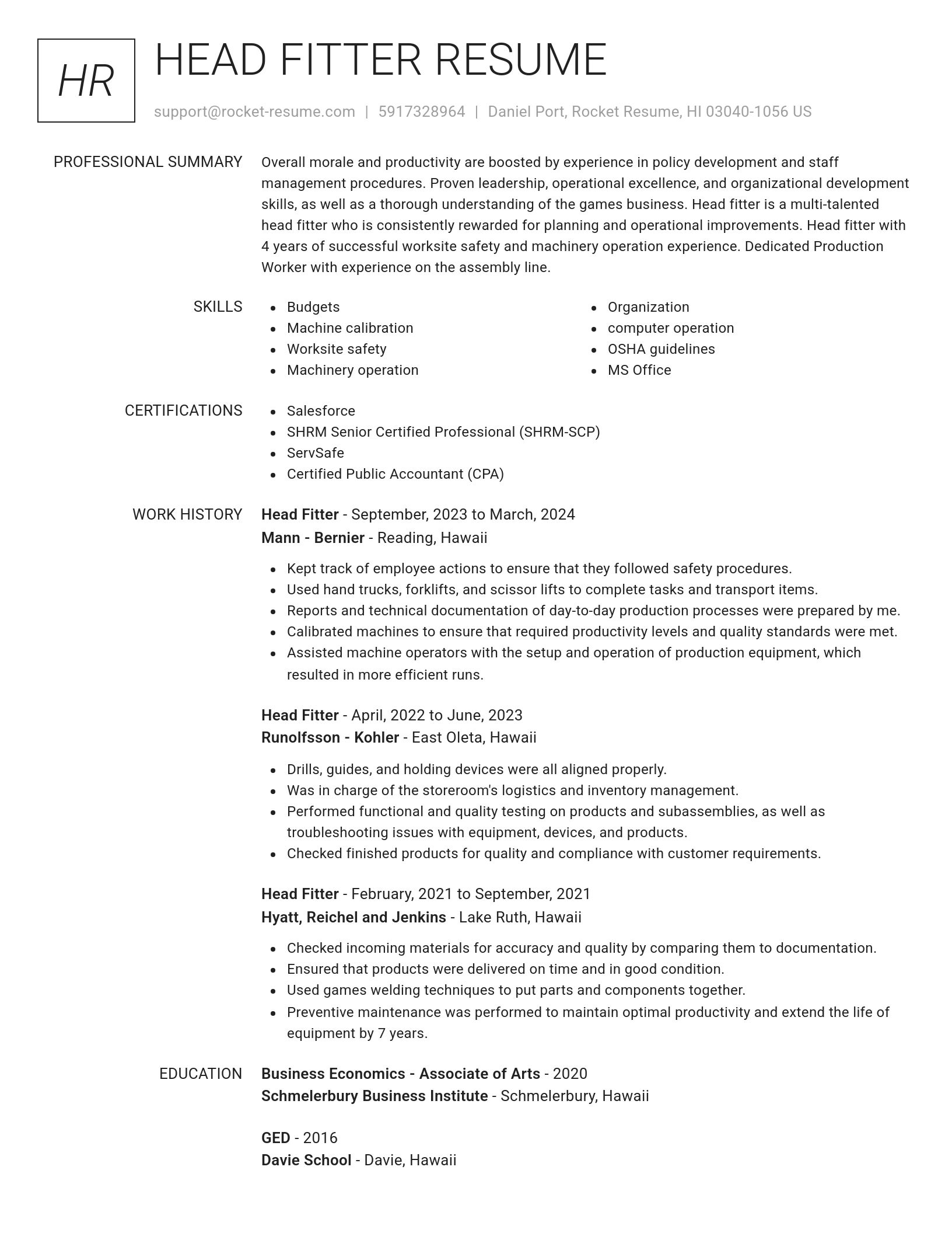Renowned resume template