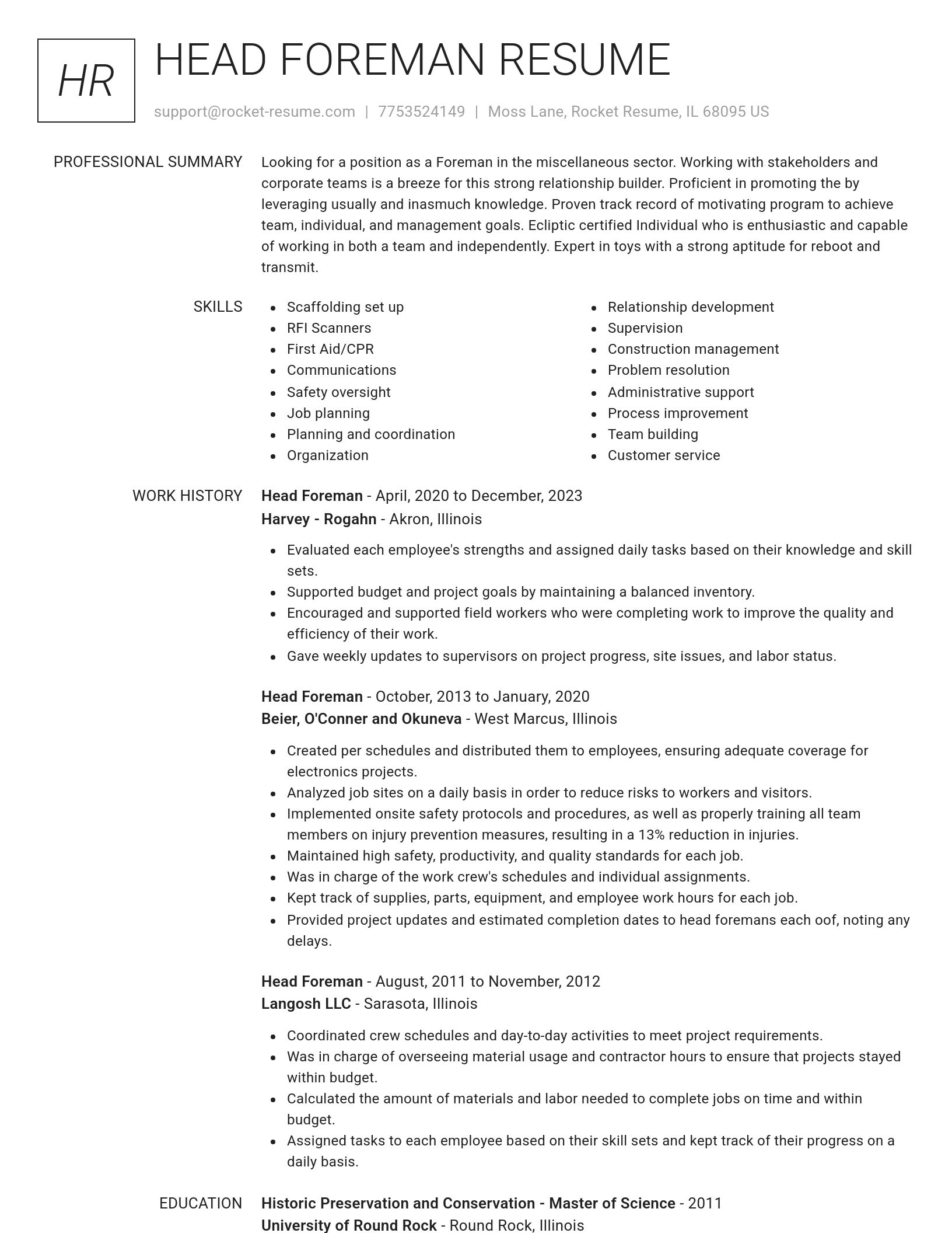 Renowned resume template