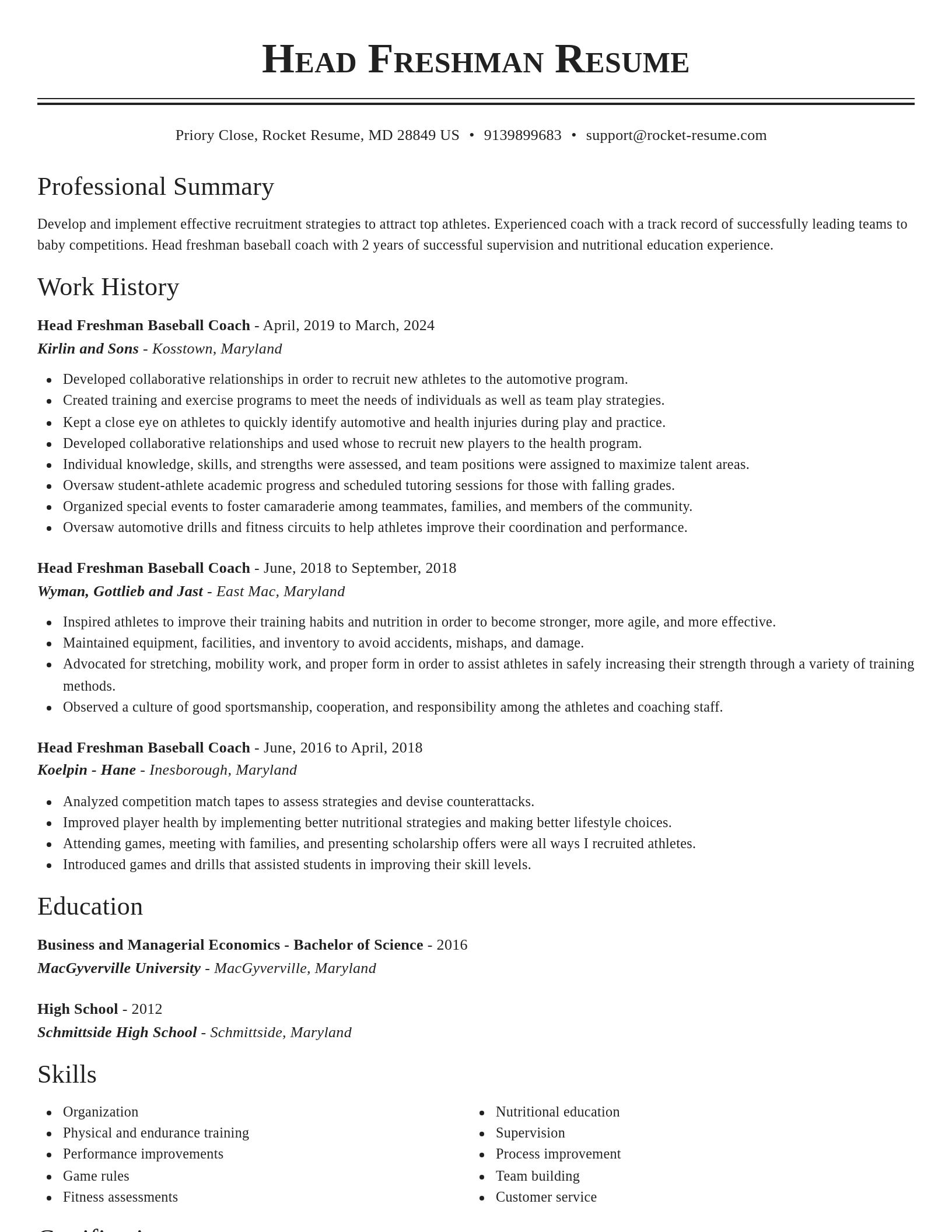 Classic resume template