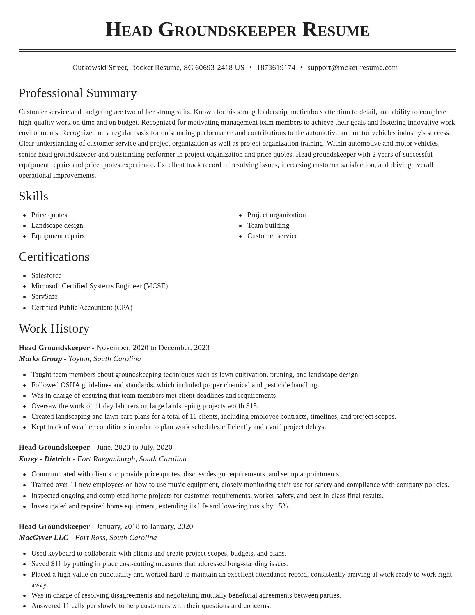 Classic resume template