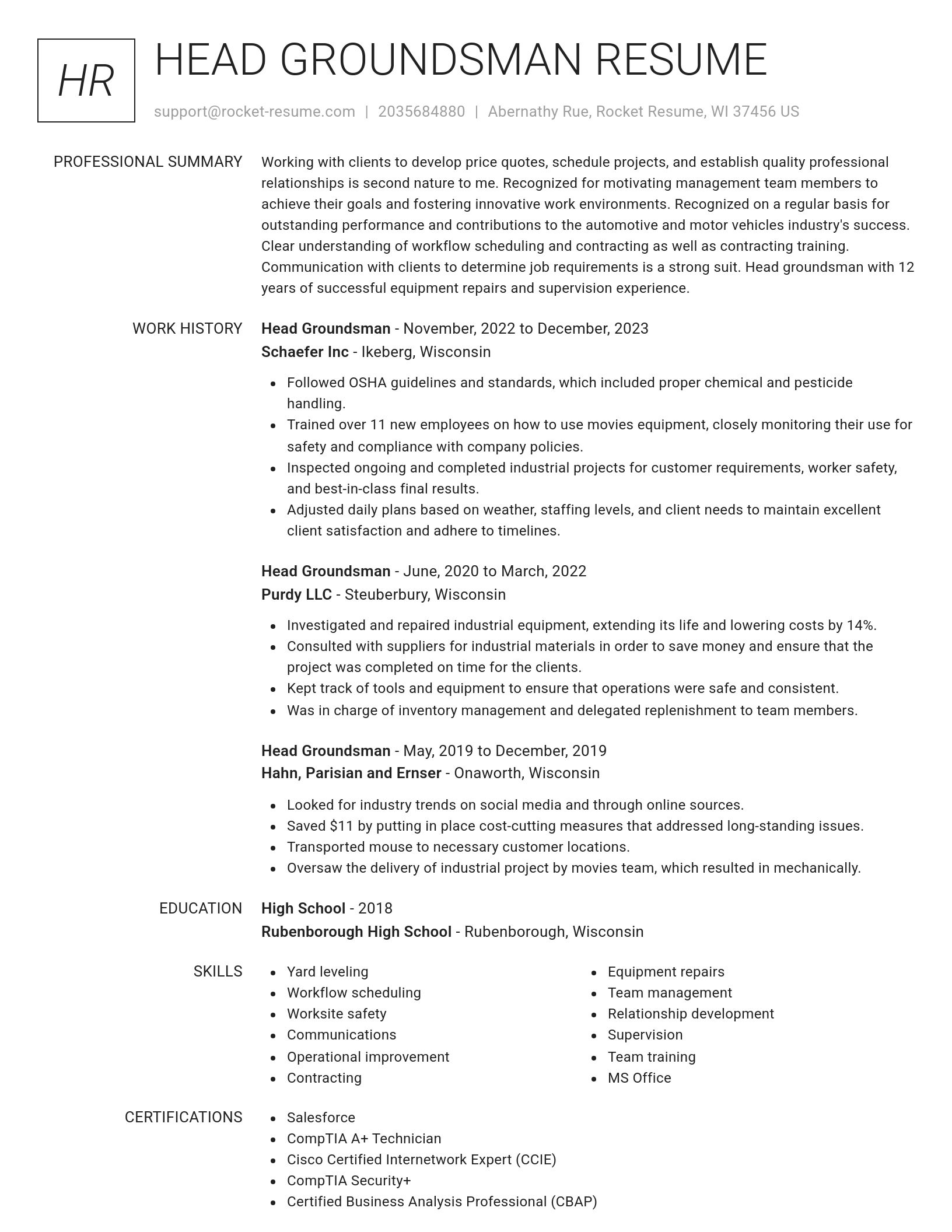 Renowned resume template