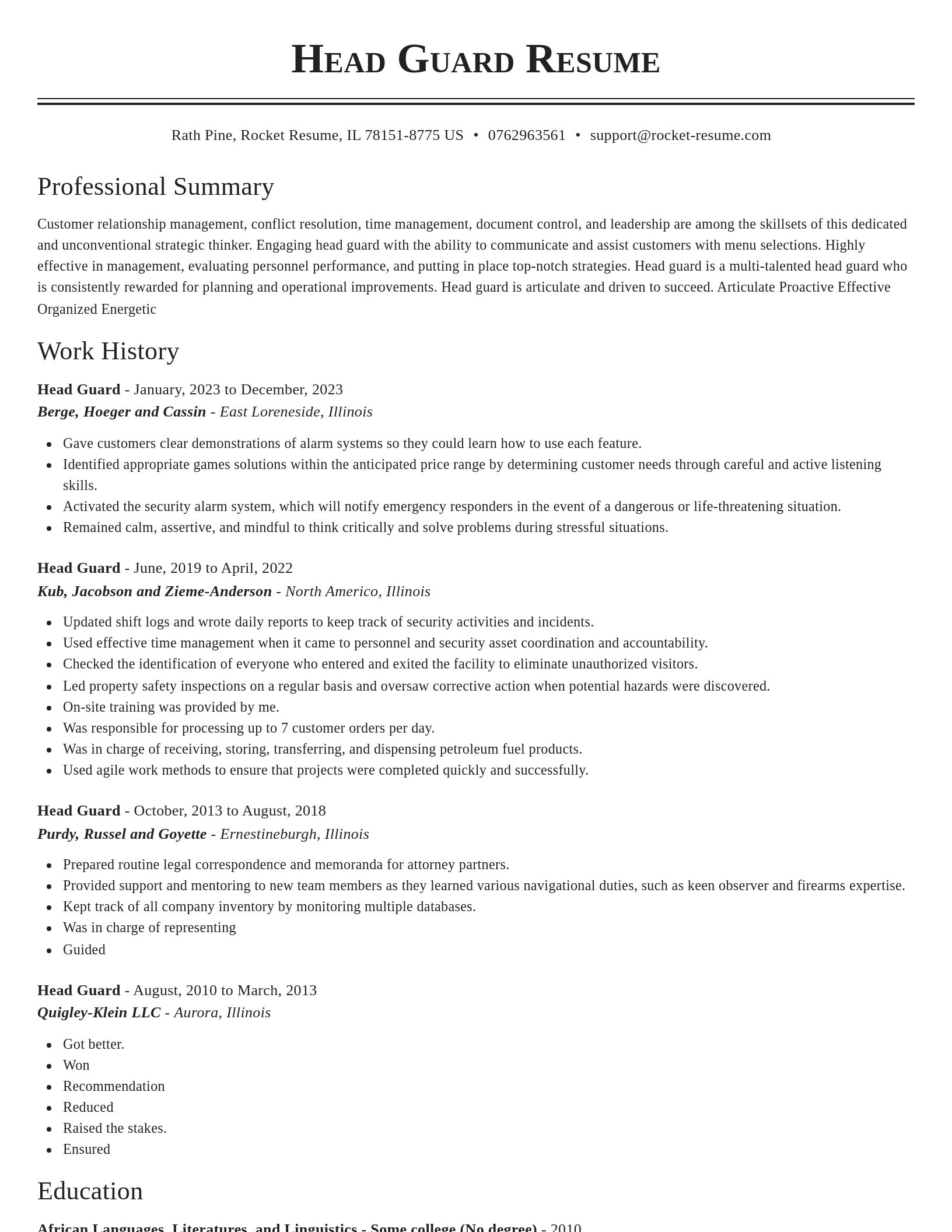 Classic resume template
