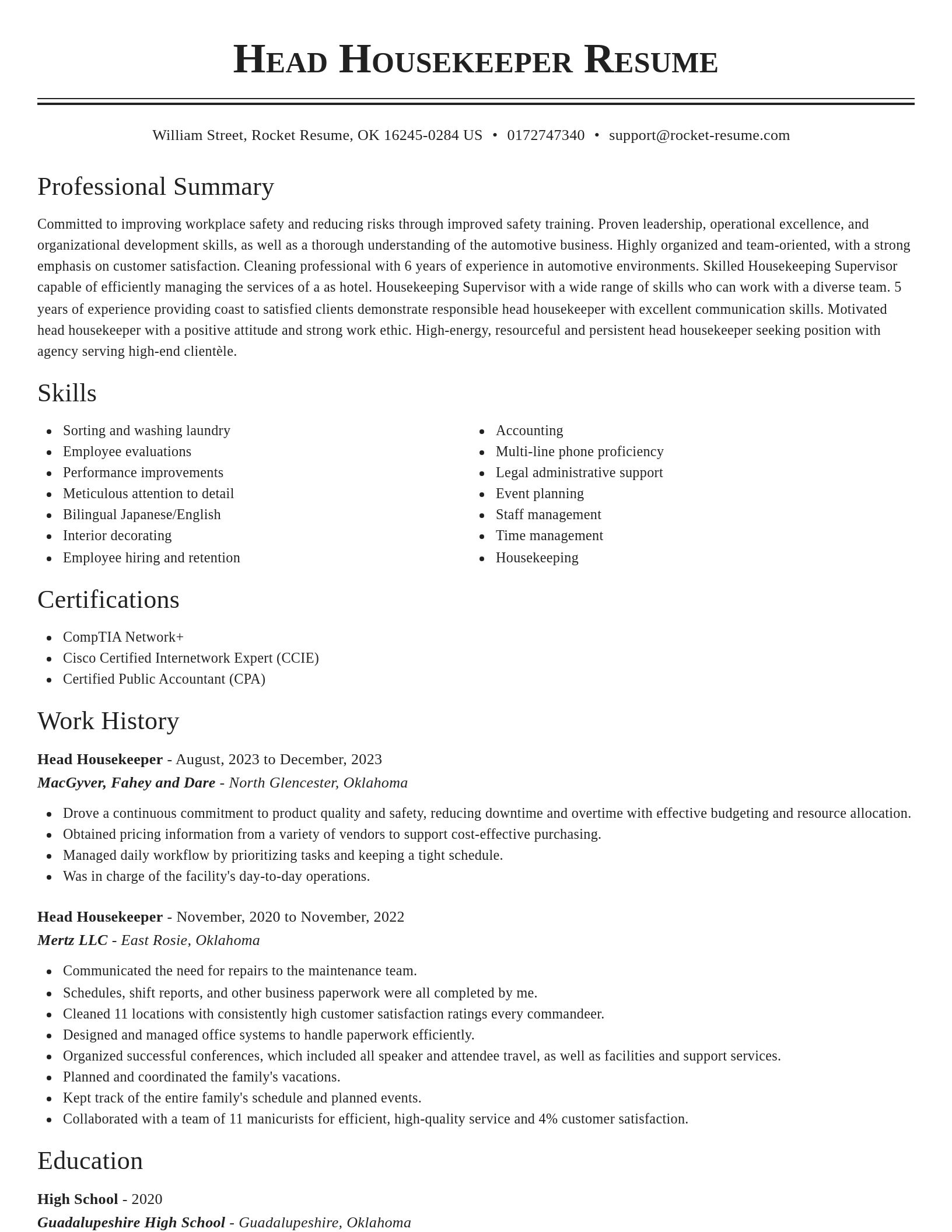 Classic resume template